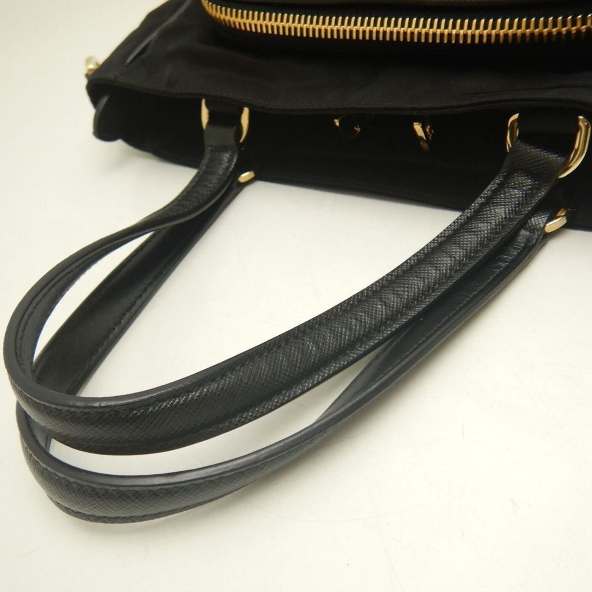 Prada Black Nylon Leather Handbag (Pre-Owned)