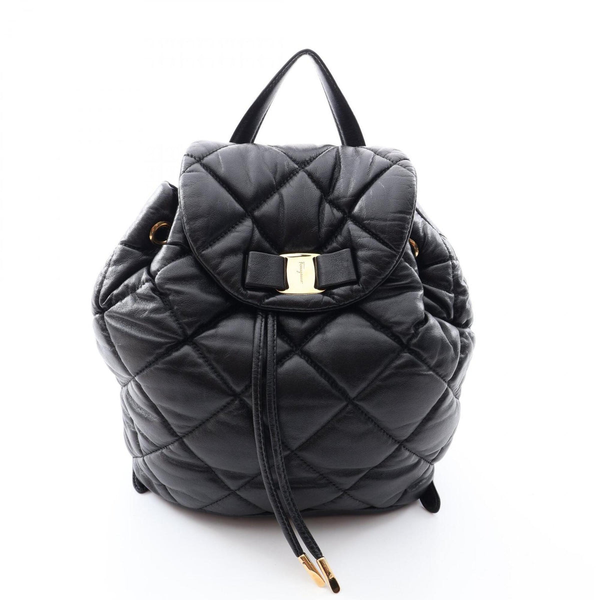 Salvatore Ferragamo Black Leather Backpack Handbag (Pre-Owned)