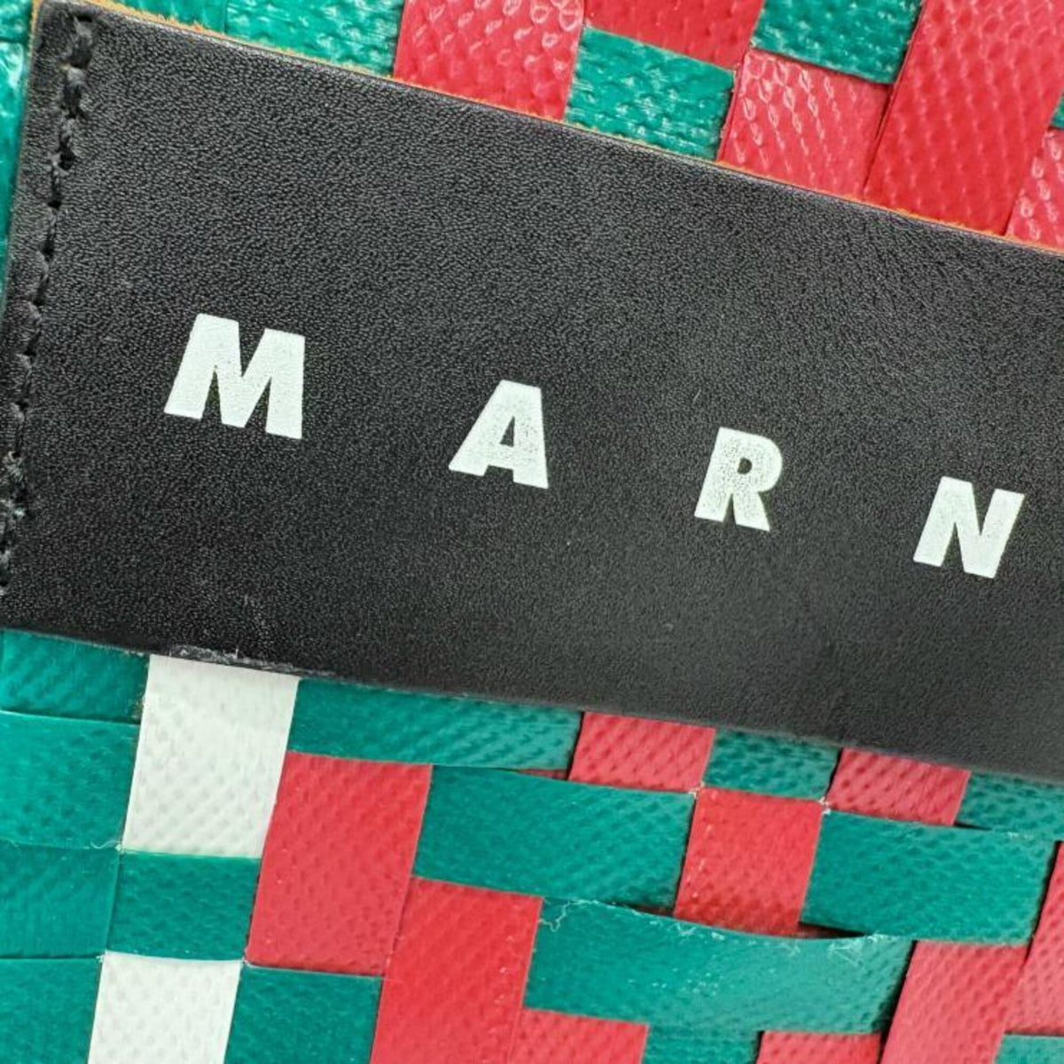 Marni Green Red Color Vinyl Leather Basket Handbag (Pre-Owned)