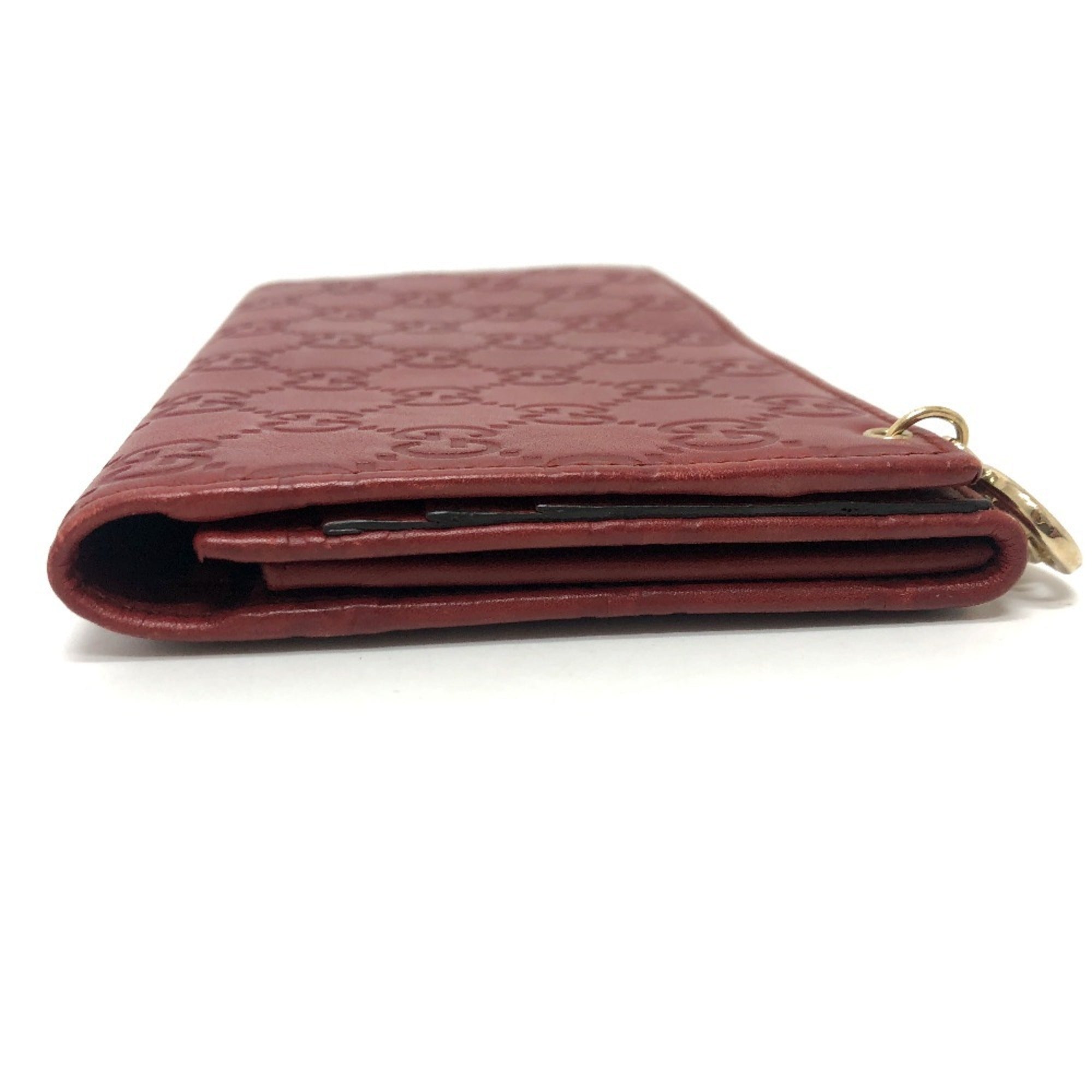 Gucci Red Color Gg Leather Long Wallet (Bi-Fold) (Pre-Owned)