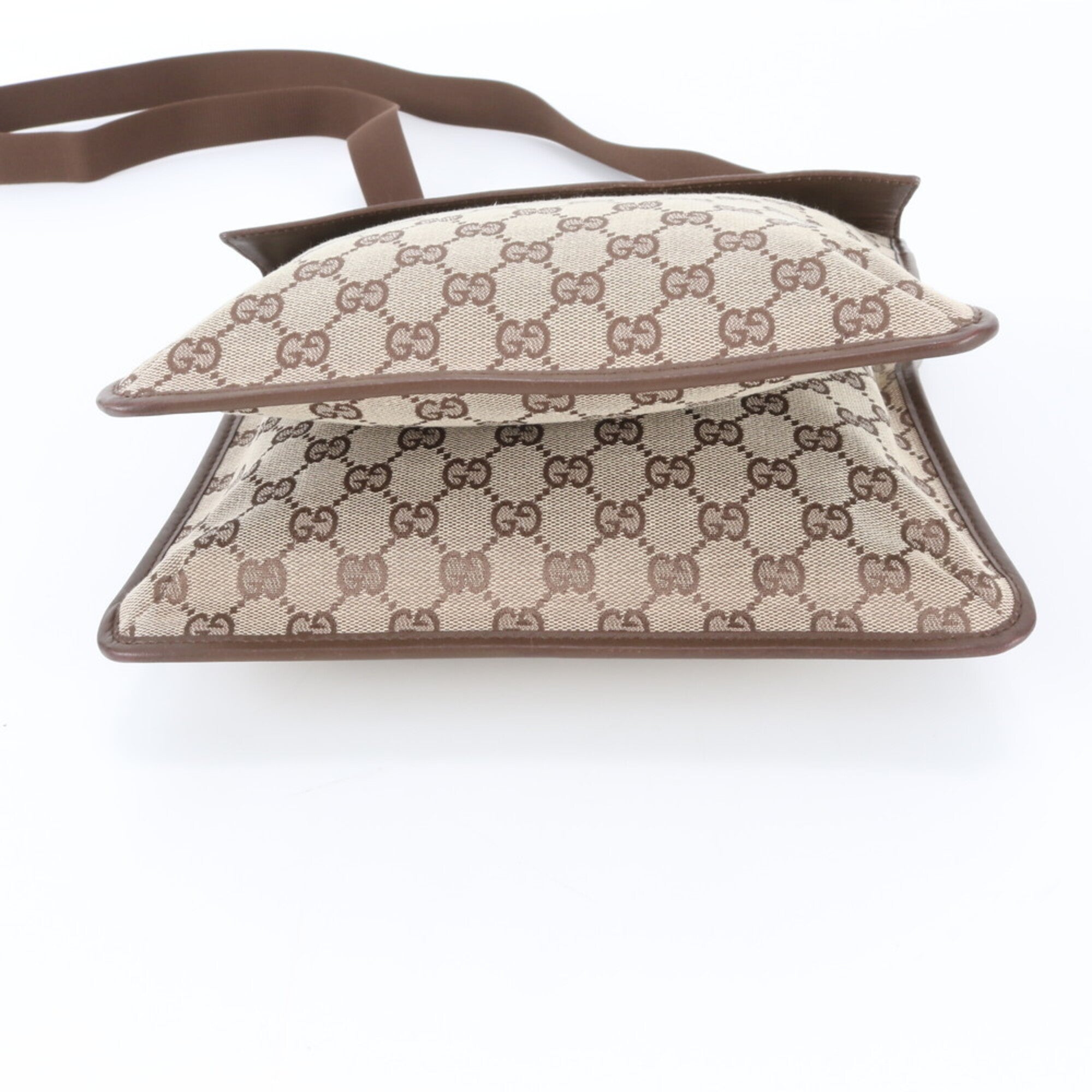 Gucci Gg Canvas Brown Gg Canvas Leather Shoulder Bag (Pre-Owned)