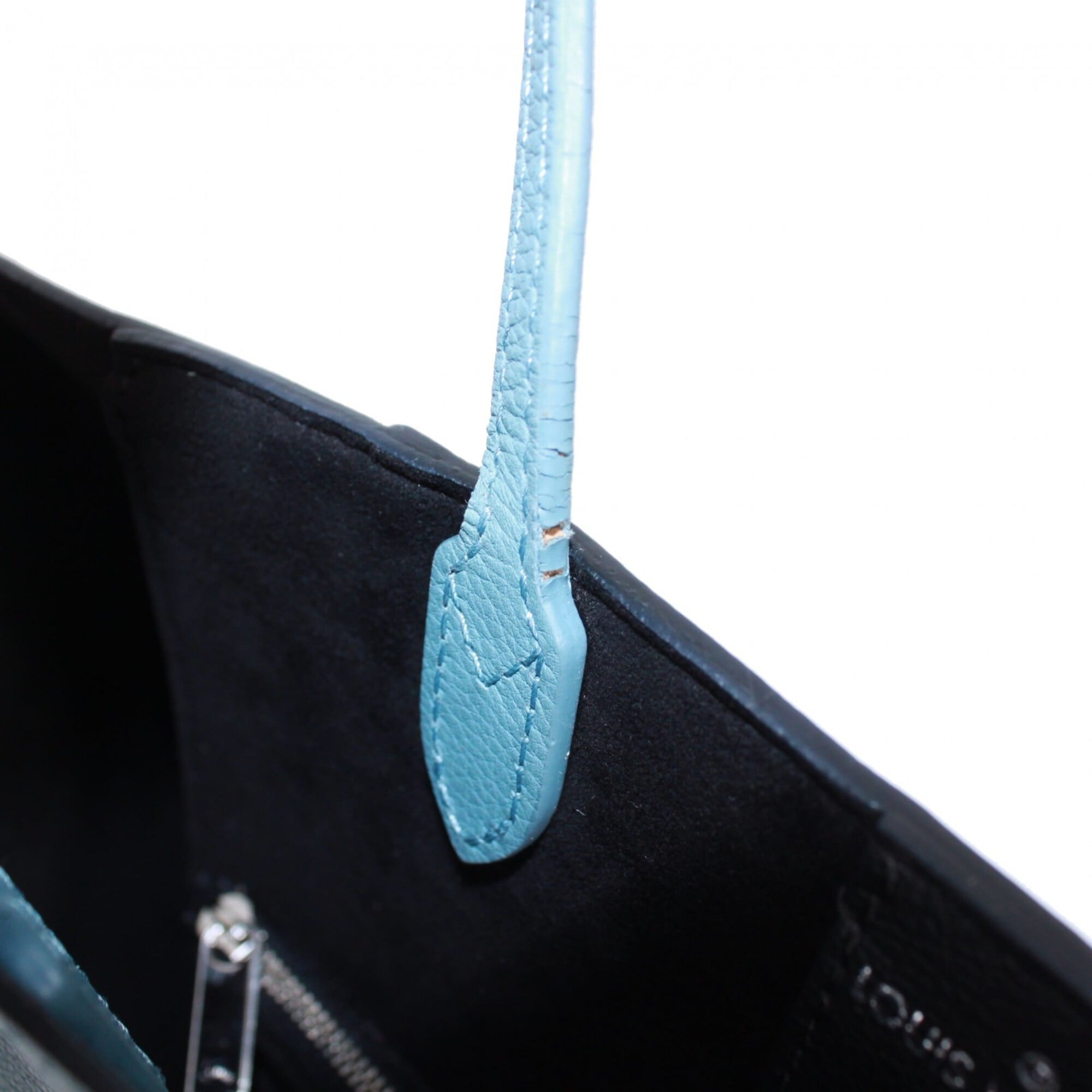 Louis Vuitton Black Blue Leather Handbag Tote Bag (Pre-Owned)