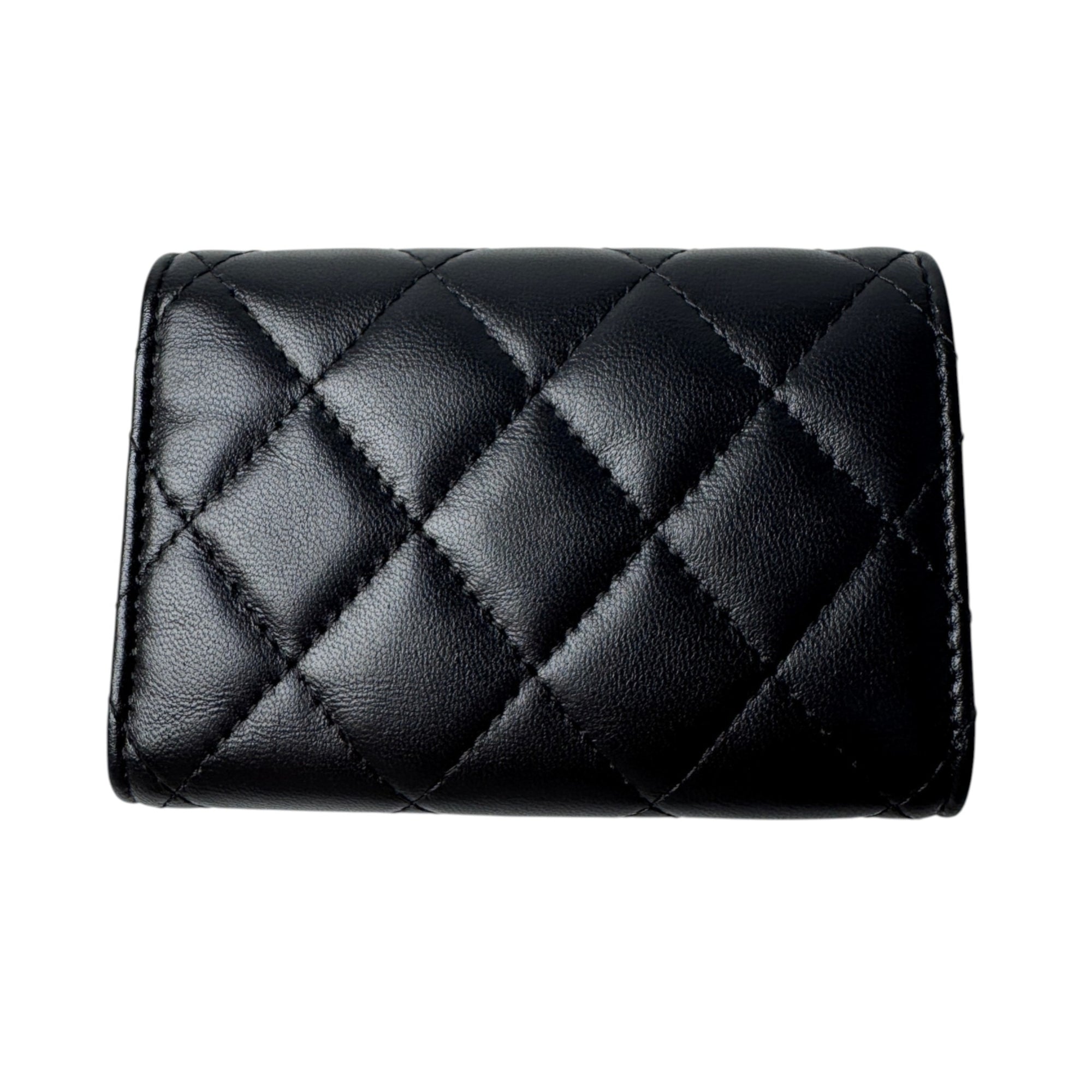 Chanel Black Leather Wallet (Tri-Fold) (Pre-Owned)