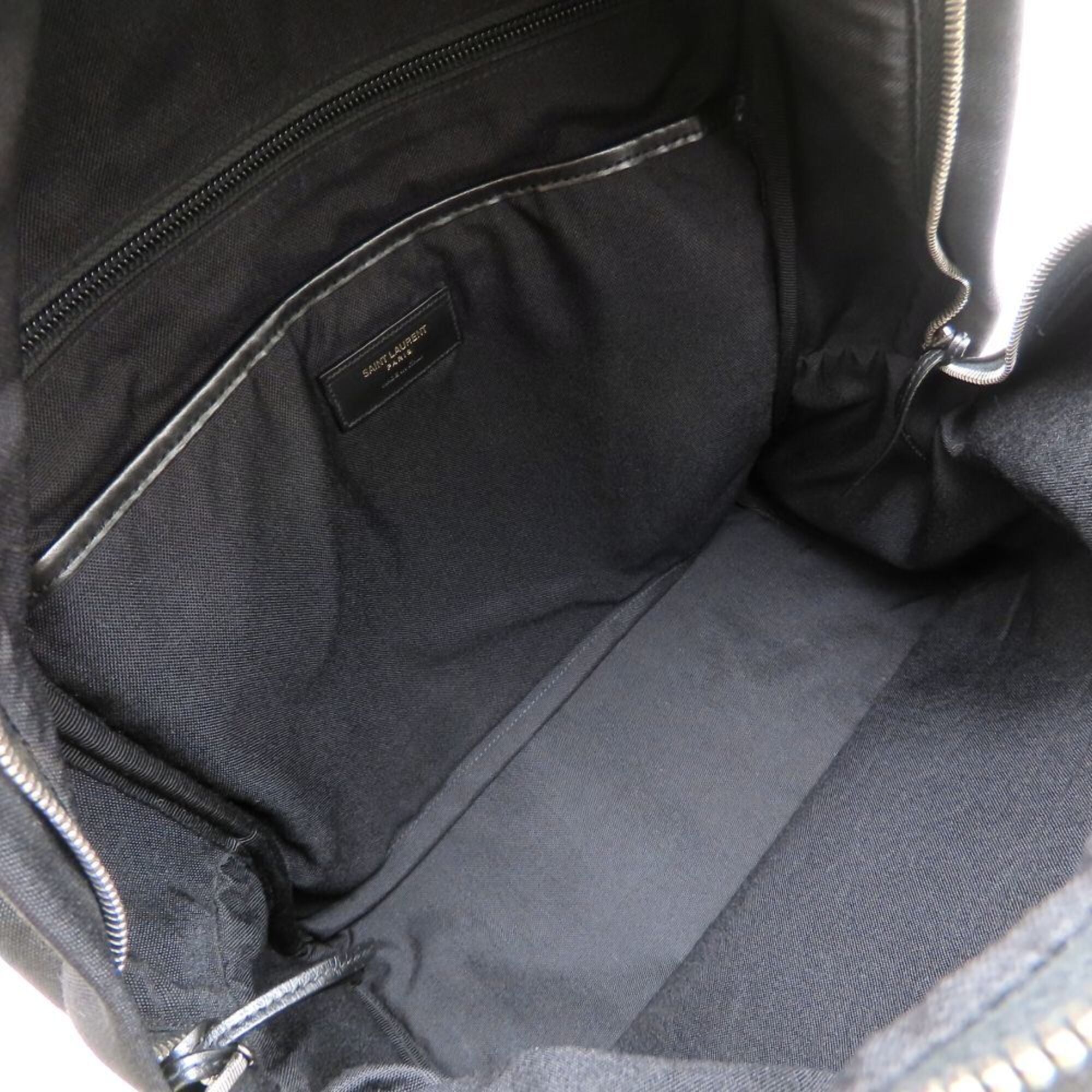 Yves Saint Laurent Black Canvas Leather Backpack (Pre-Owned)