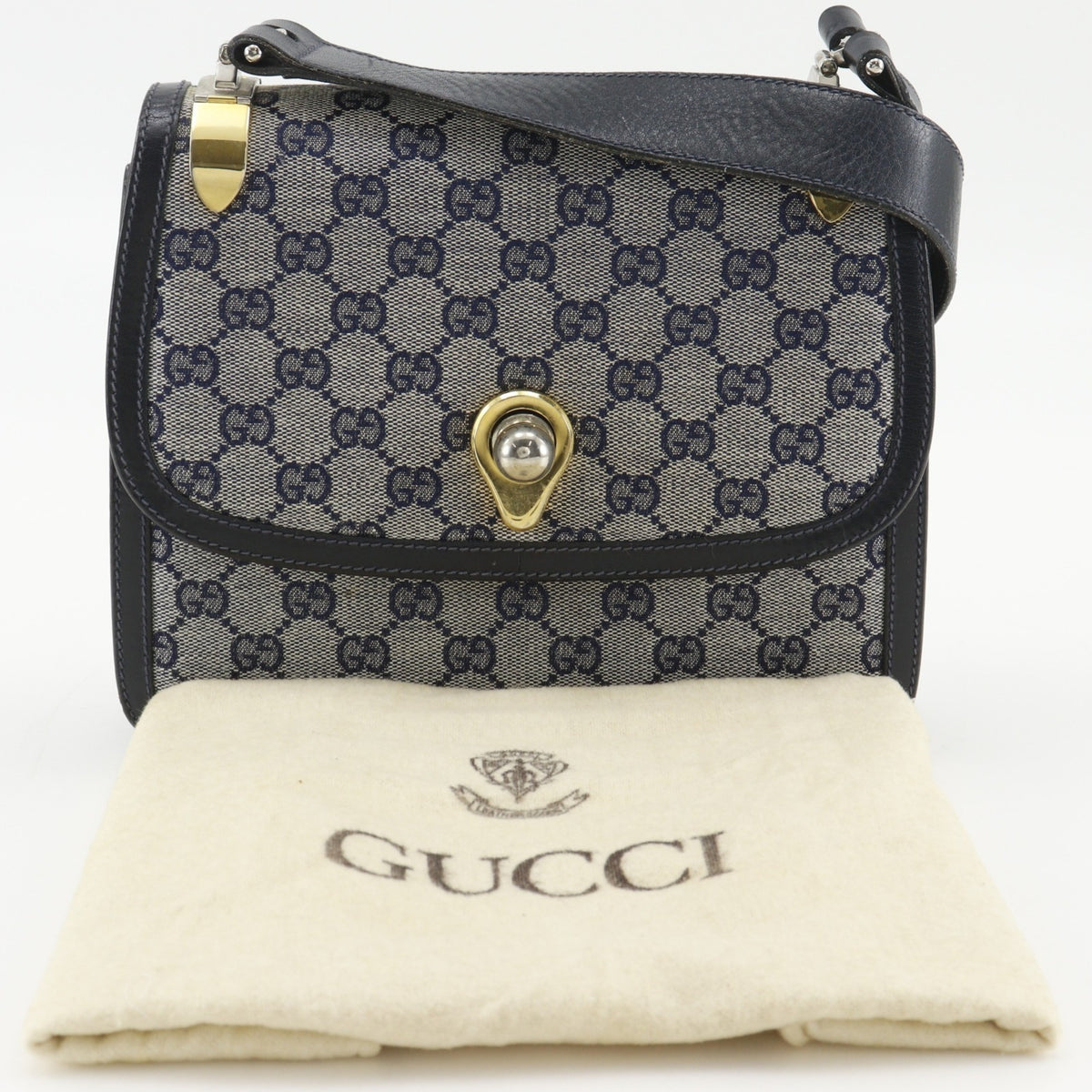Gucci Navy Gg Canvas Shoulder Bag (Pre-Owned)