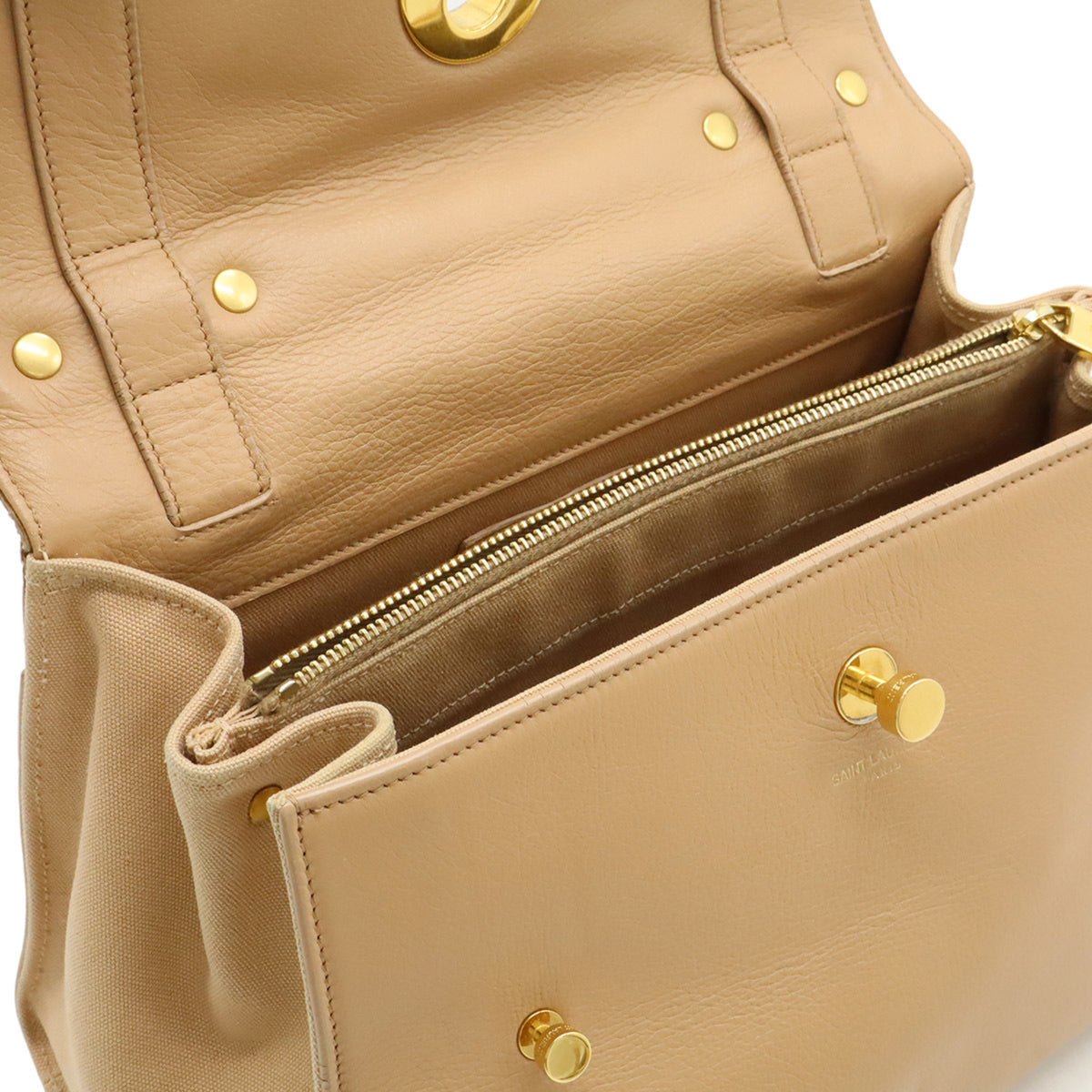 Yves Saint Laurent Pink Beige Leather Handbag Shoulder Bag (Pre-Owned)