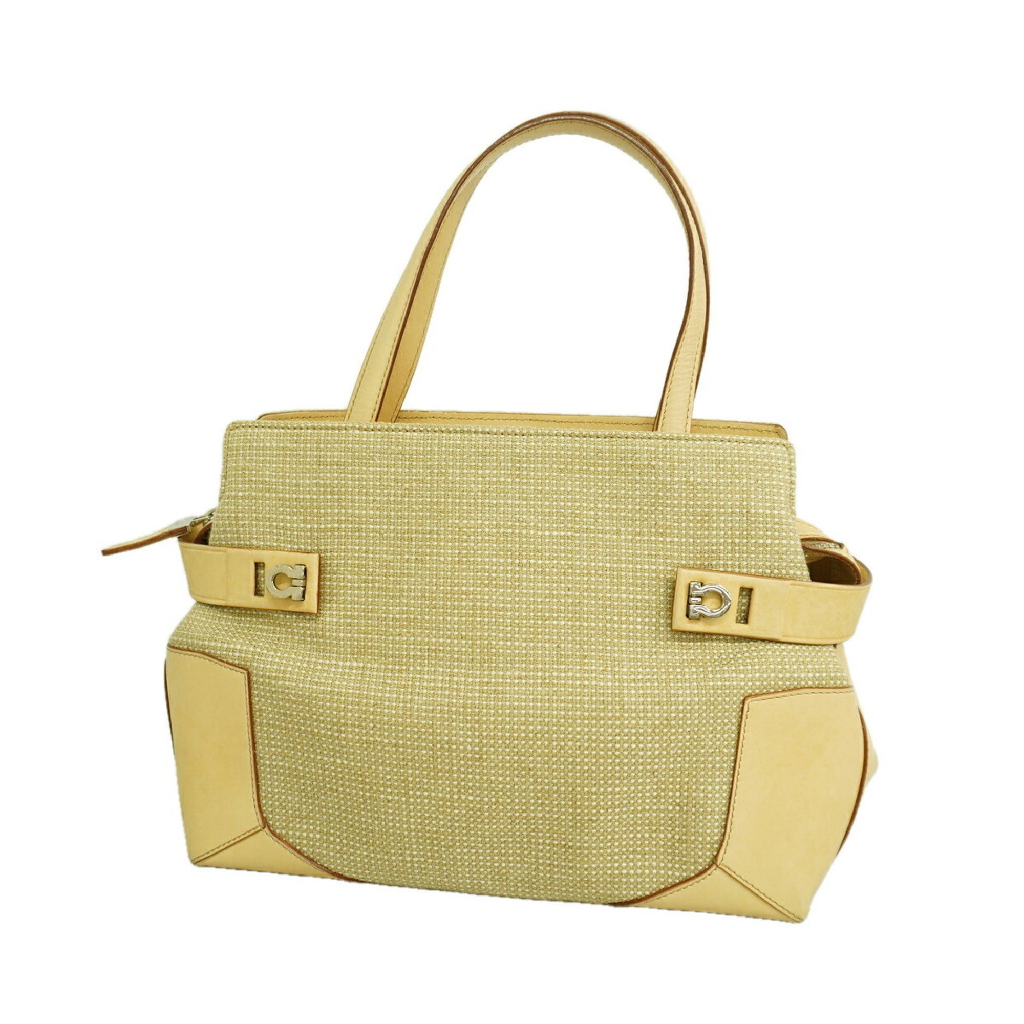 Salvatore Ferragamo Beige Canvas Handbag (Pre-Owned)