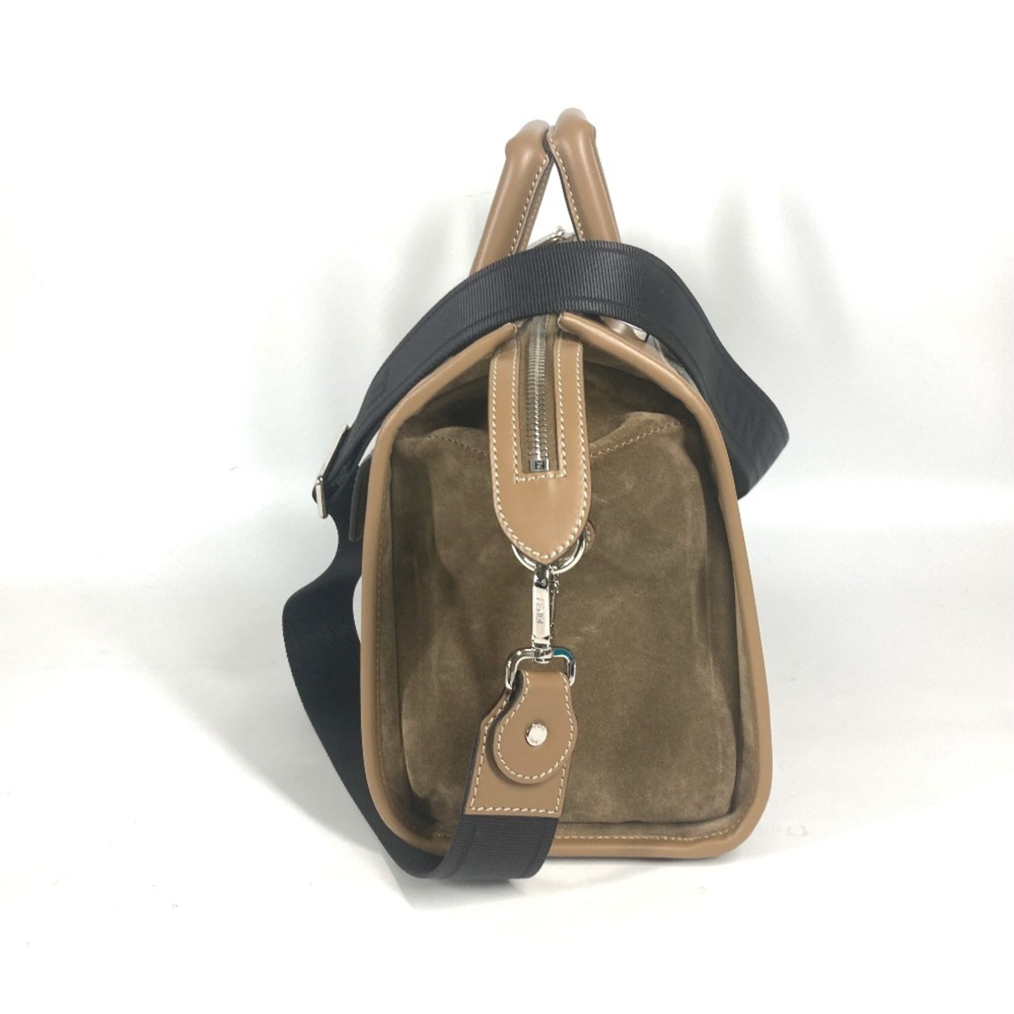 Fendi Zucca Beige Brown Canvas Leather Handbag Shoulder Bag (Pre-Owned)