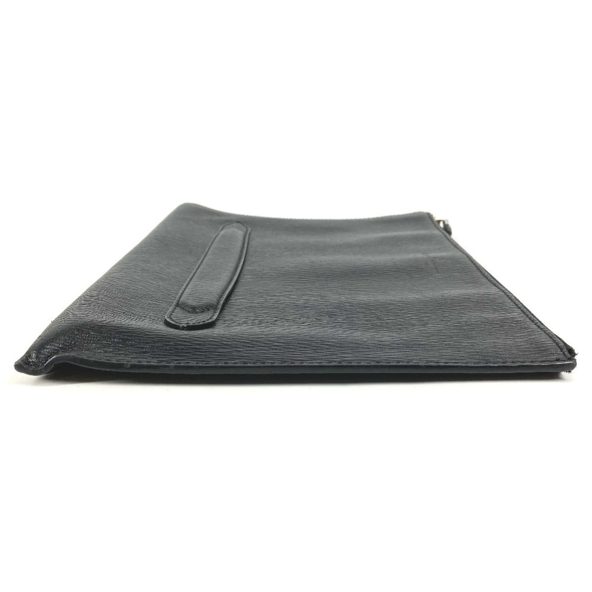 Salvatore Ferragamo Black Leather Clutch Bag Handbag Pouch (Pre-Owned)