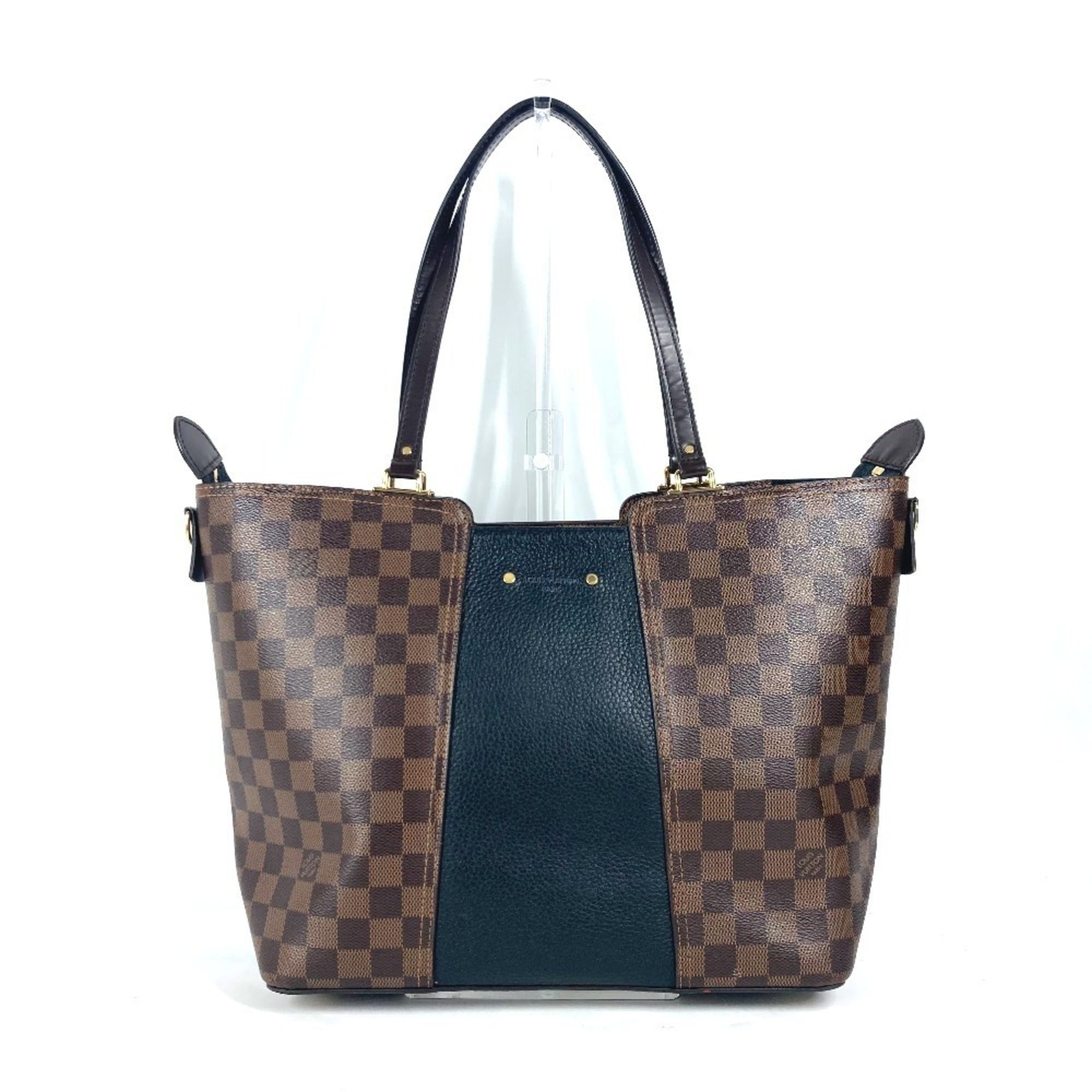 Louis Vuitton Black Brown Damier Canvas Leather Shoulder Bag Tote Bag (Pre-Owned)