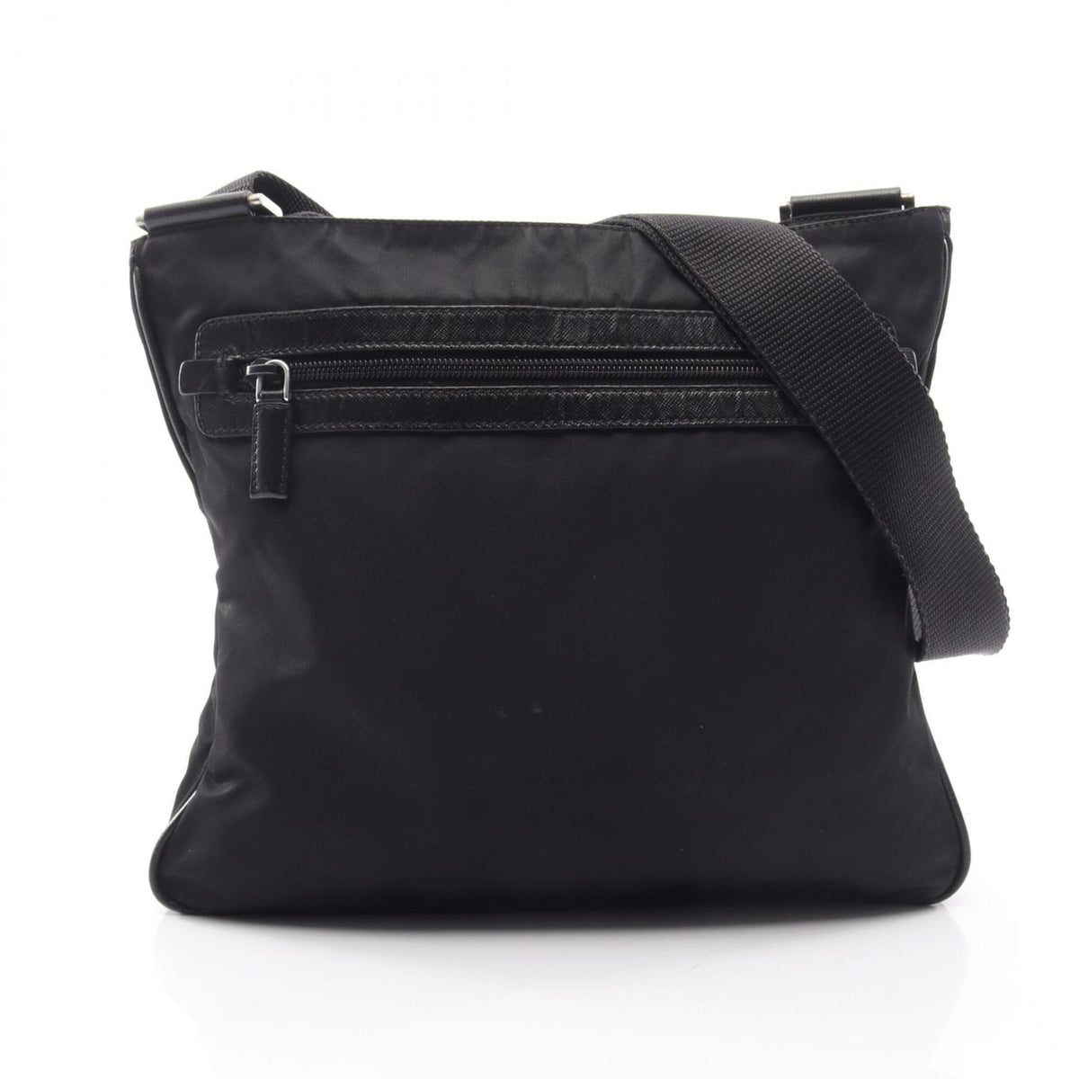 Prada Black Nylon Leather Handbag Shoulder Bag (Pre-Owned)