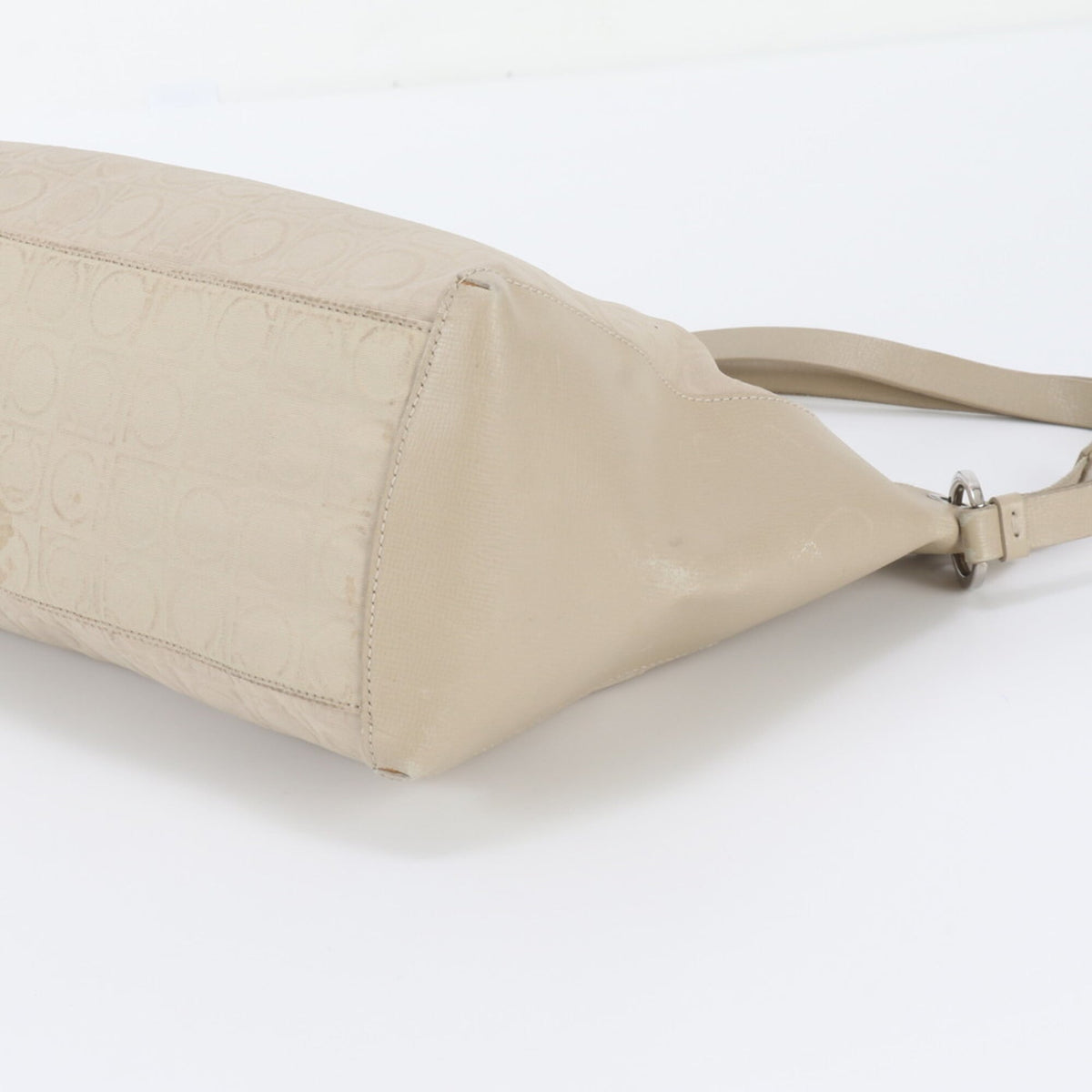 Salvatore Ferragamo Beige Leather Handbag Shoulder Bag Tote Bag (Pre-Owned)