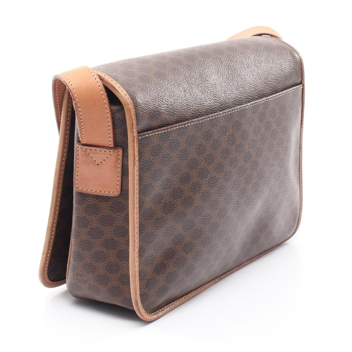 Celine Beige Brown Coated Canvas Leather Shoulder Bag (Pre-Owned)