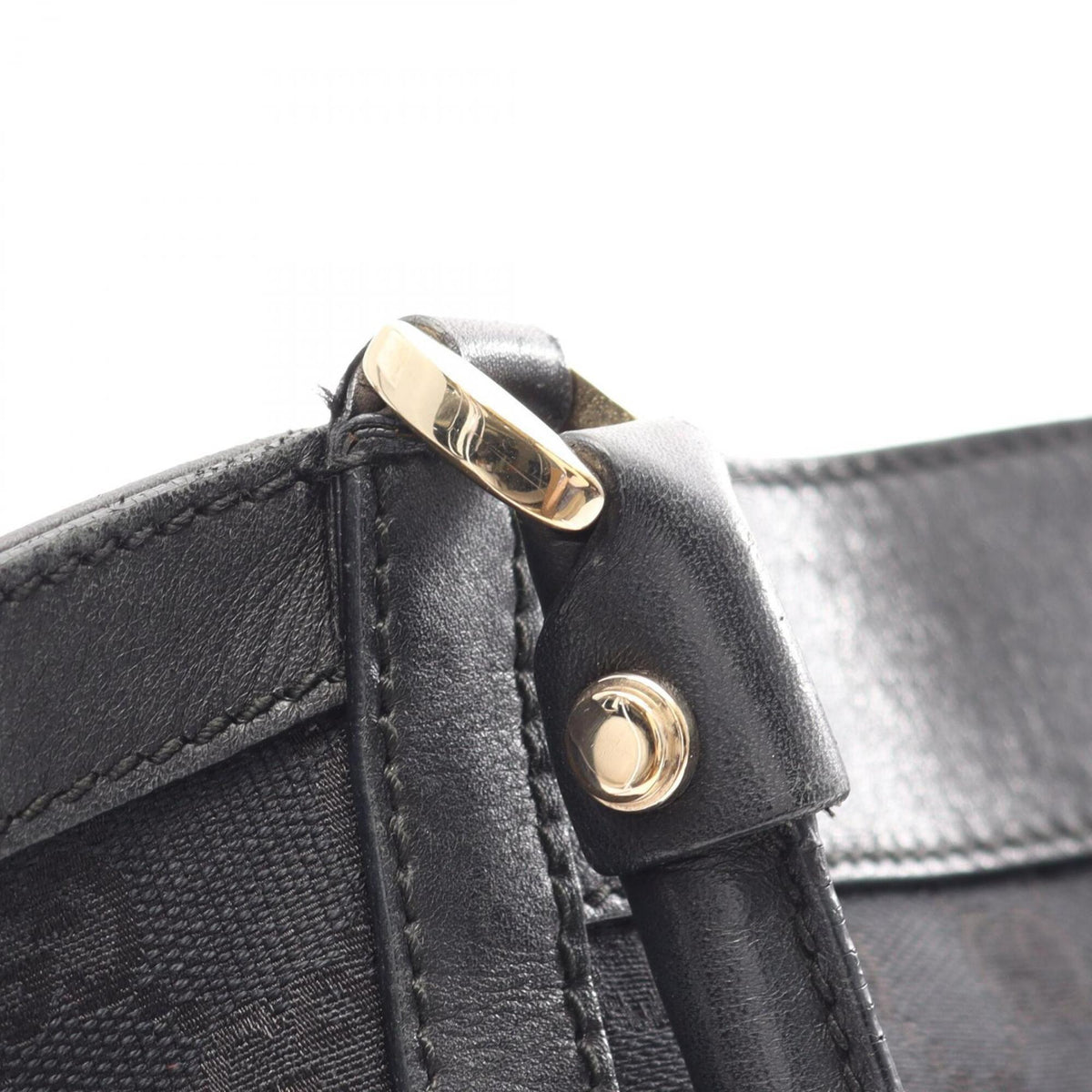 Gucci Black Canvas Leather Handbag Tote Bag (Pre-Owned)