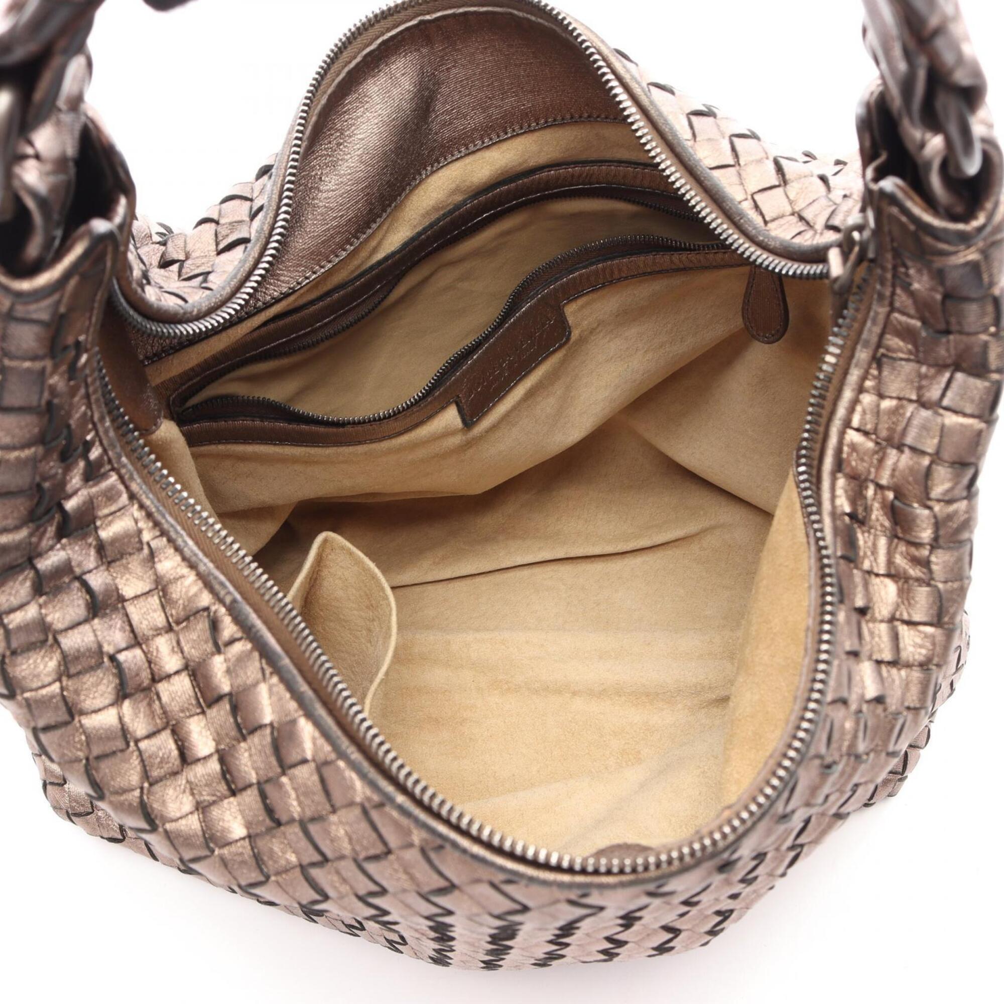 Bottega Veneta Gold Intrecciato Handbag Shoulder Bag (Pre-Owned)