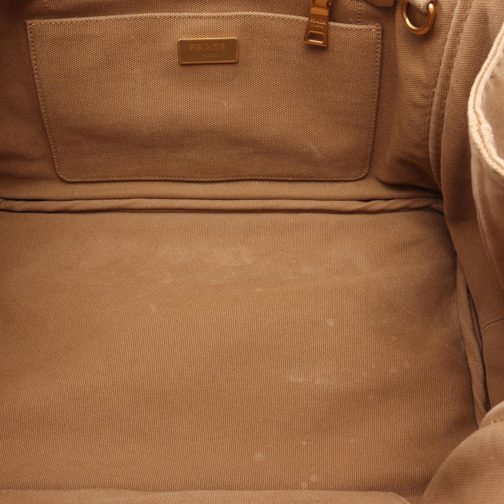 Prada Brown Canvas Handbag Tote Bag (Pre-Owned)