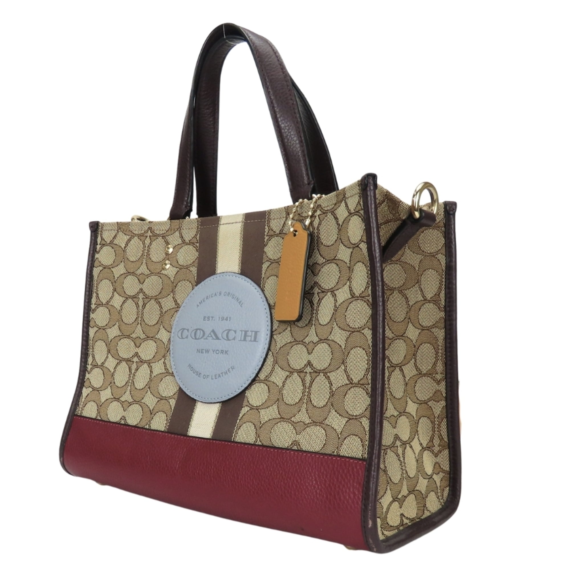 Coach Signature Bordeaux Brown Canvas Leather Tote Bag (Pre-Owned)