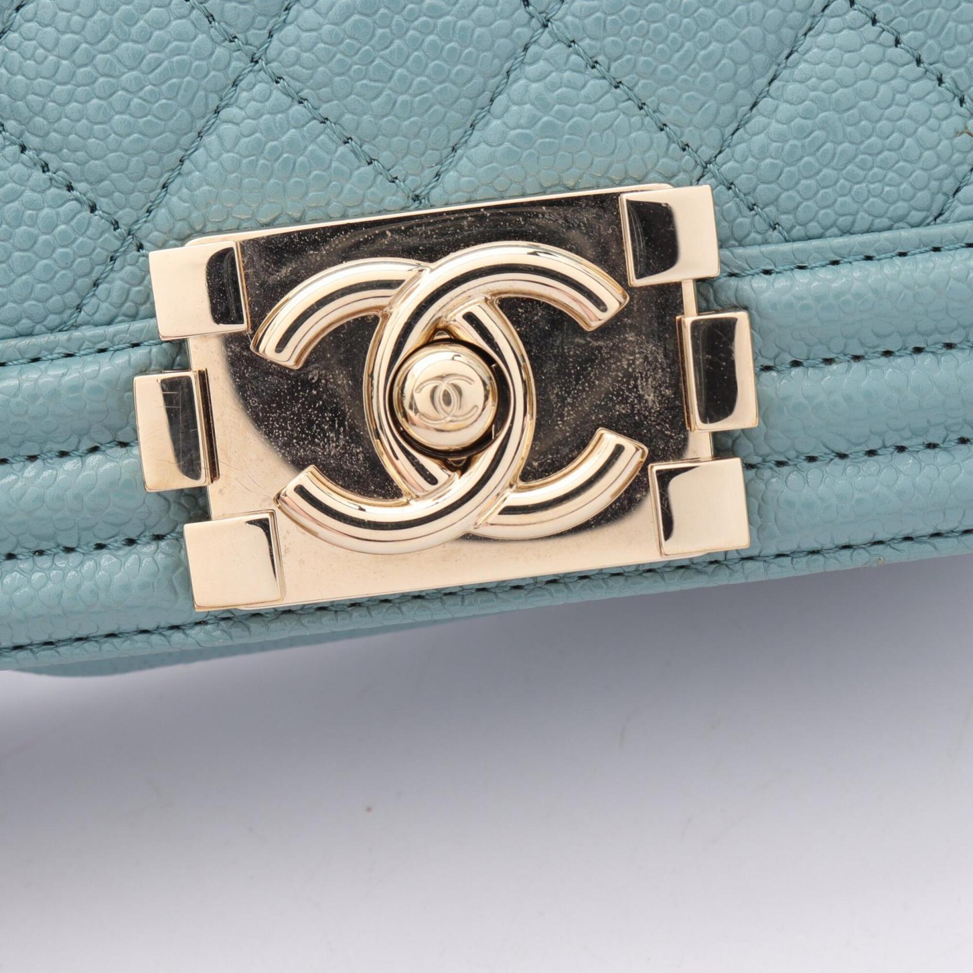 Chanel Blue Grained Calfskin Handbag Shoulder Bag (Pre-Owned)
