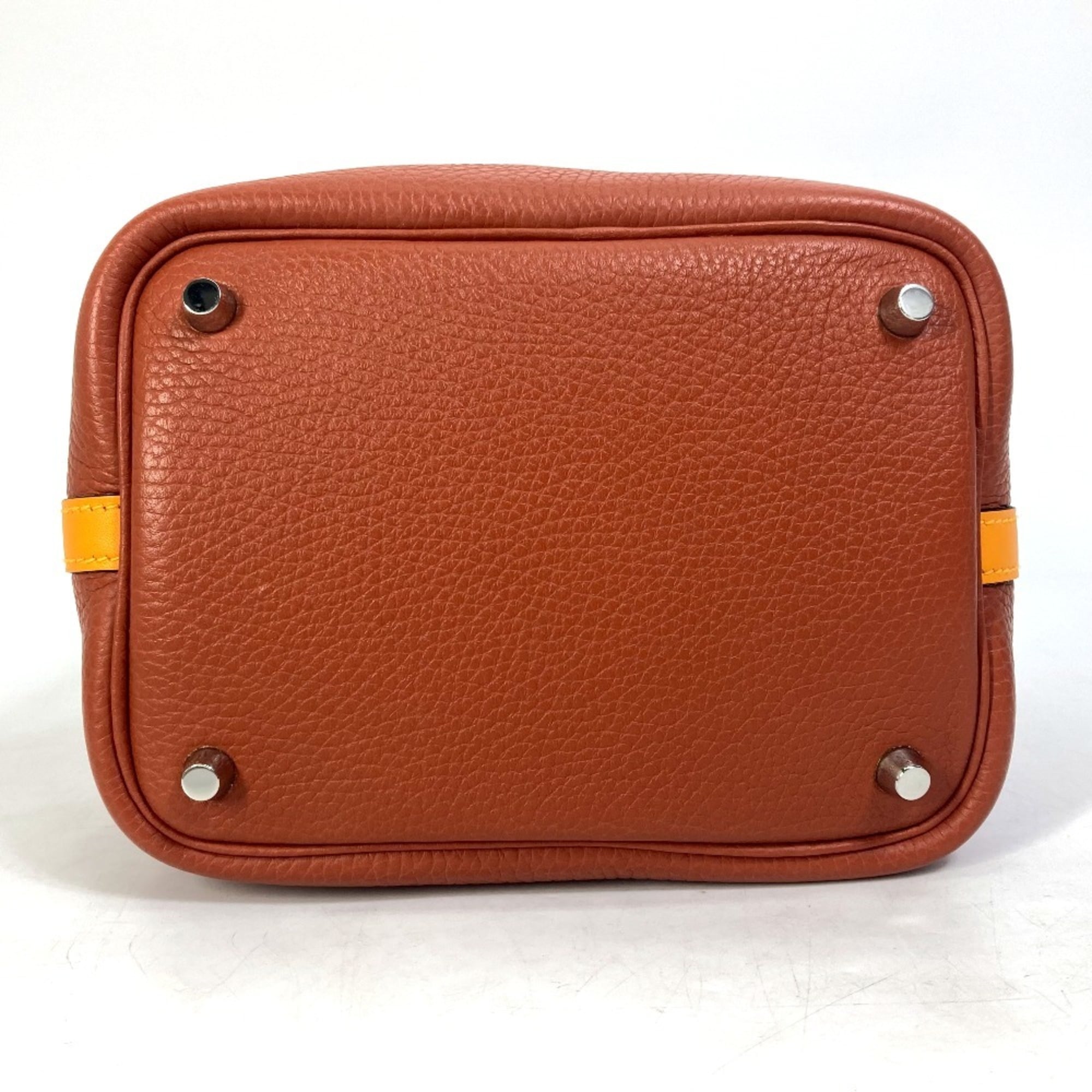 Hermes Bicolor Brown Orange Togo Leather Swift Leather Handbag Tote Bag (Pre-Owned)