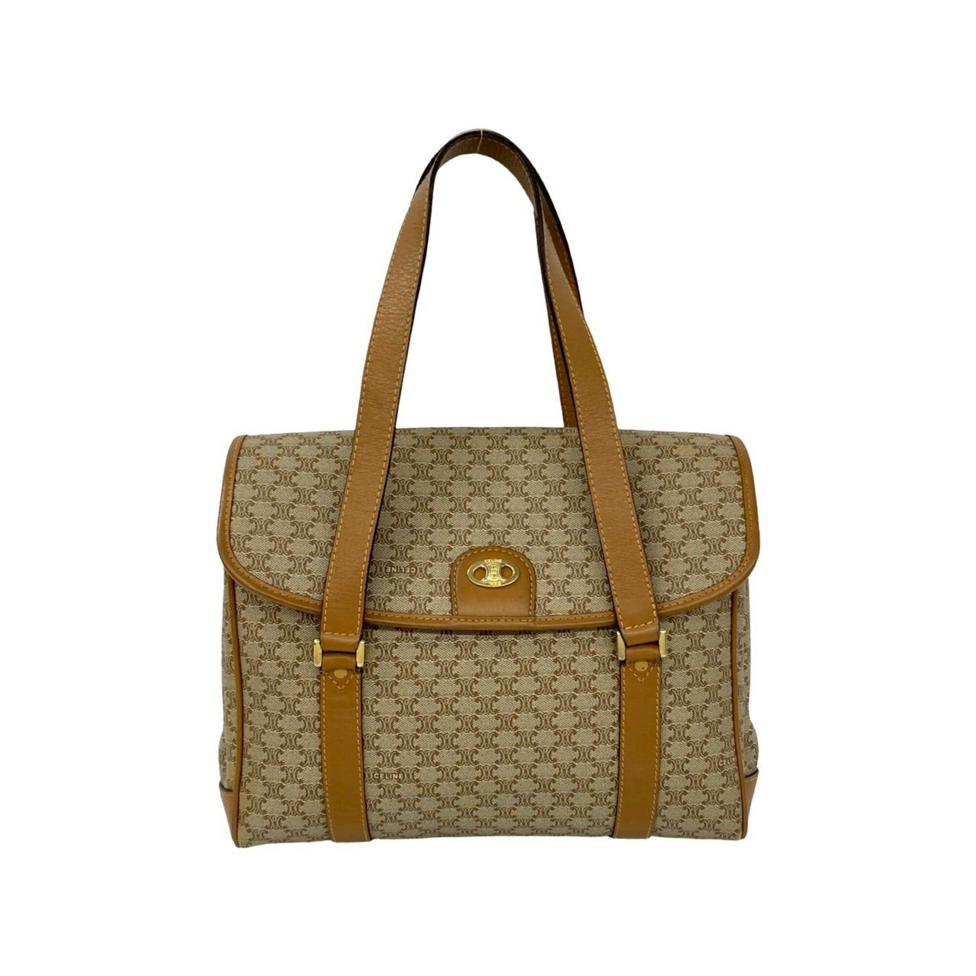 Celine Beige Brown Leather Pvc Handbag Tote Bag (Pre-Owned)