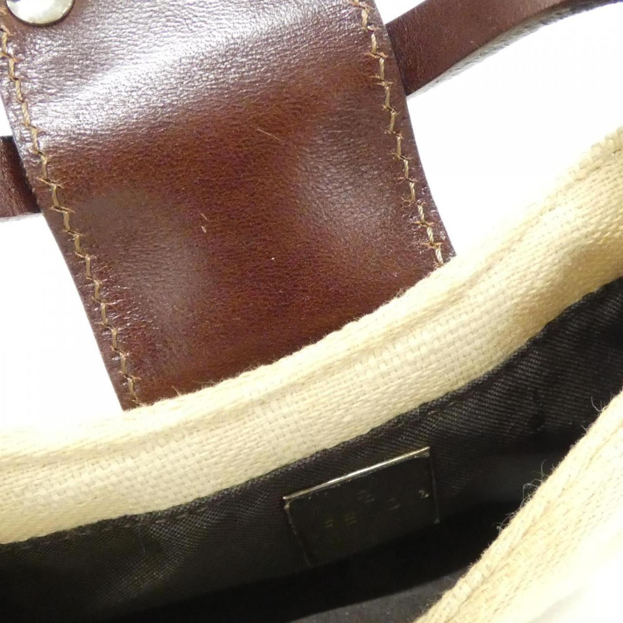 Fendi Ivory Canvas Handbag (Pre-Owned)