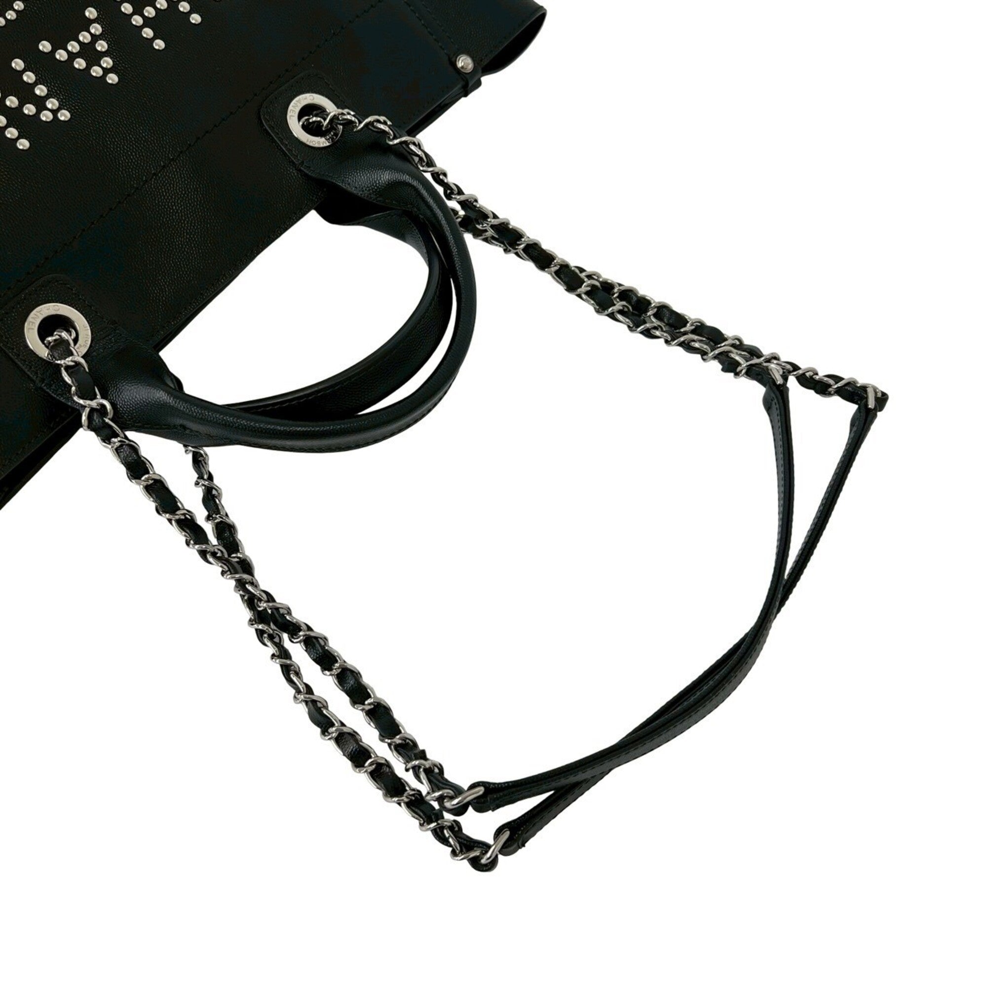 Chanel Black Grained Calfskin Handbag Tote Bag (Pre-Owned)