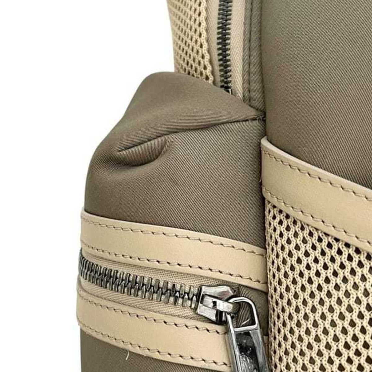 Christian Dior Beige Khaki Nylon Rubber Leather Backpack (Pre-Owned)