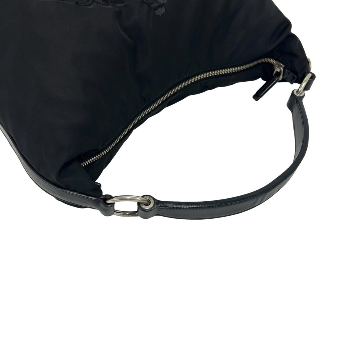 Prada Black Nylon Leather Shoulder Bag Tote Bag (Pre-Owned)