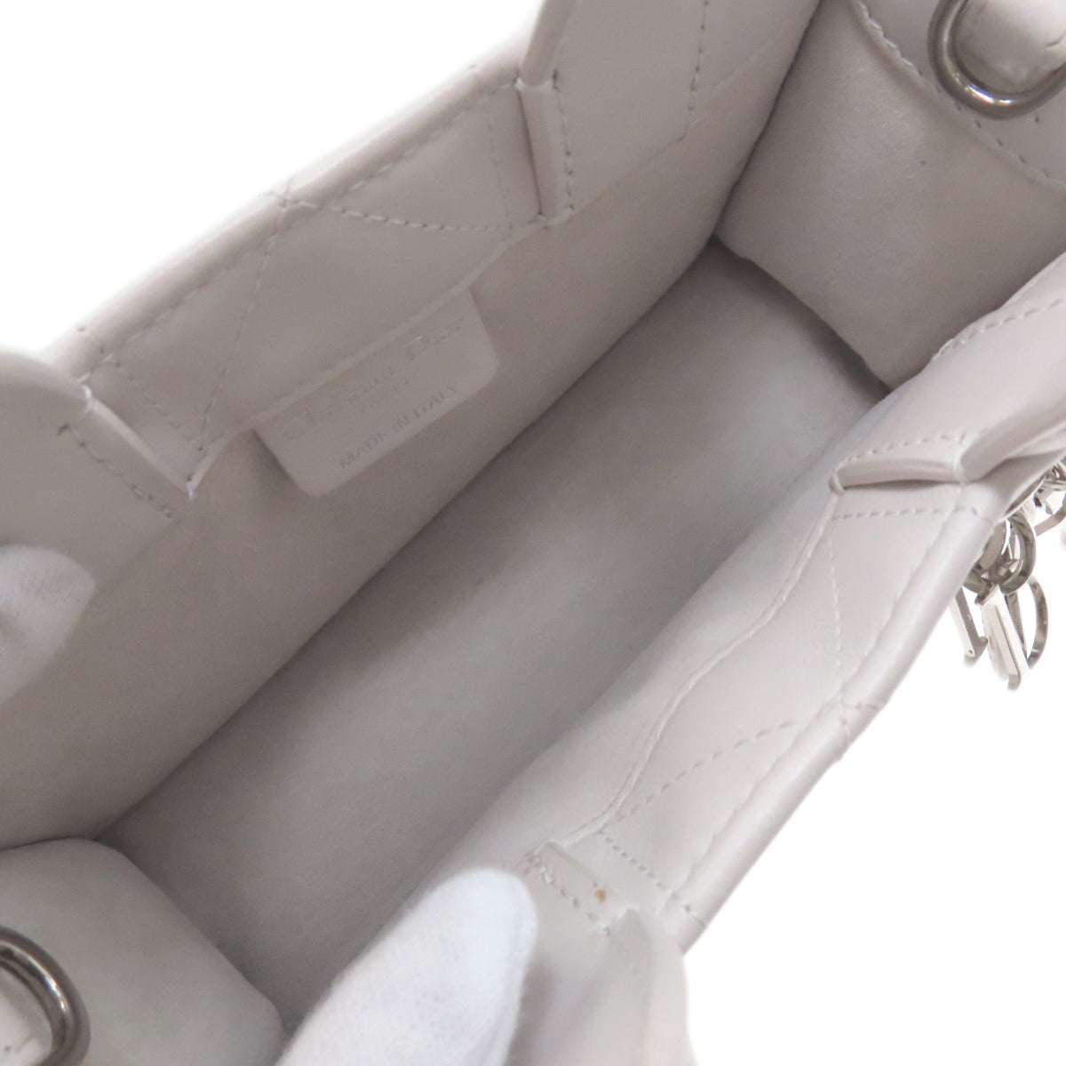Christian Dior Gray White Leather Handbag (Pre-Owned)