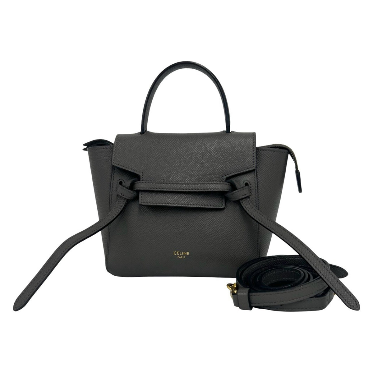 Celine Gray Leather Handbag Shoulder Bag Tote Bag (Pre-Owned)