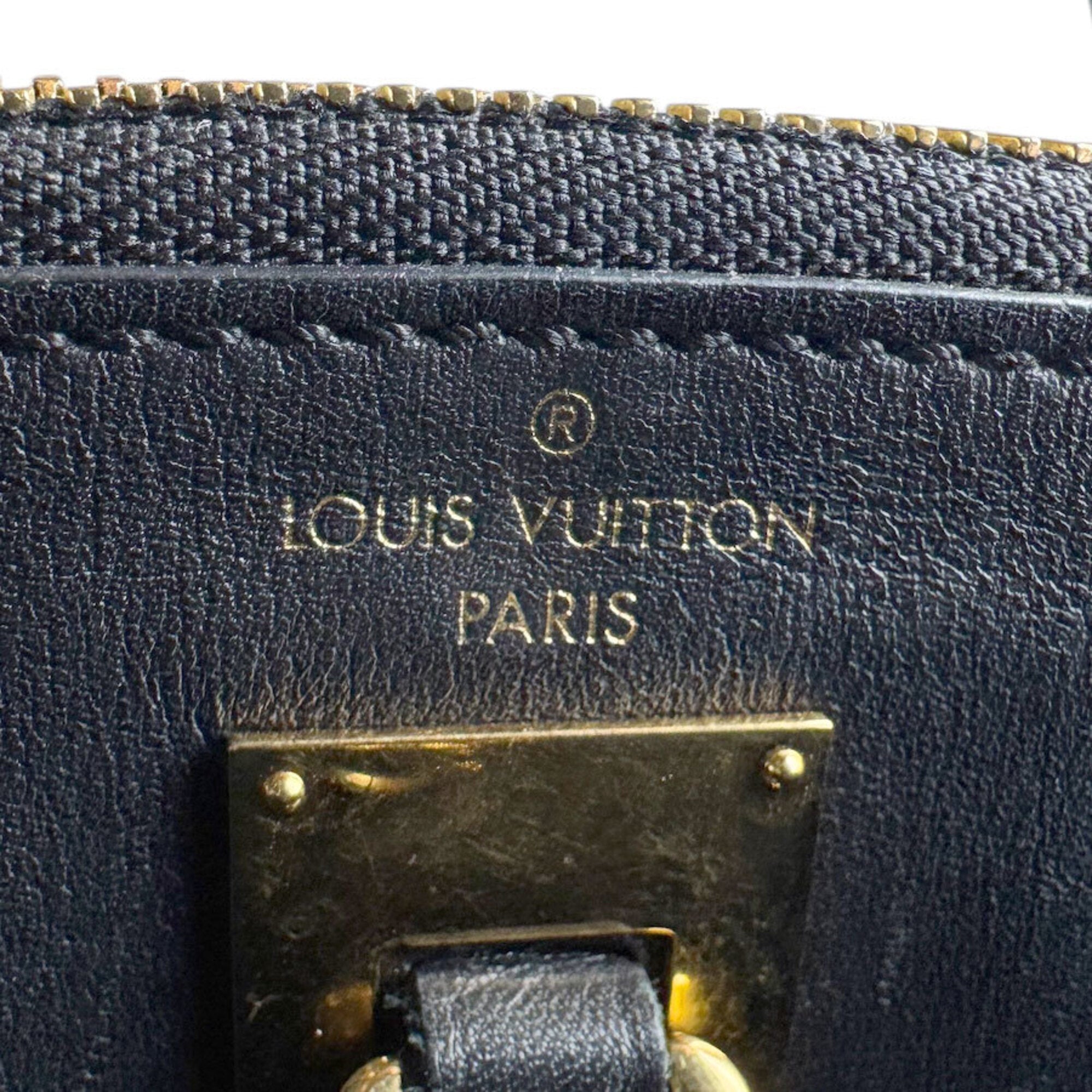Louis Vuitton Black Leather Handbag Shoulder Bag (Pre-Owned)