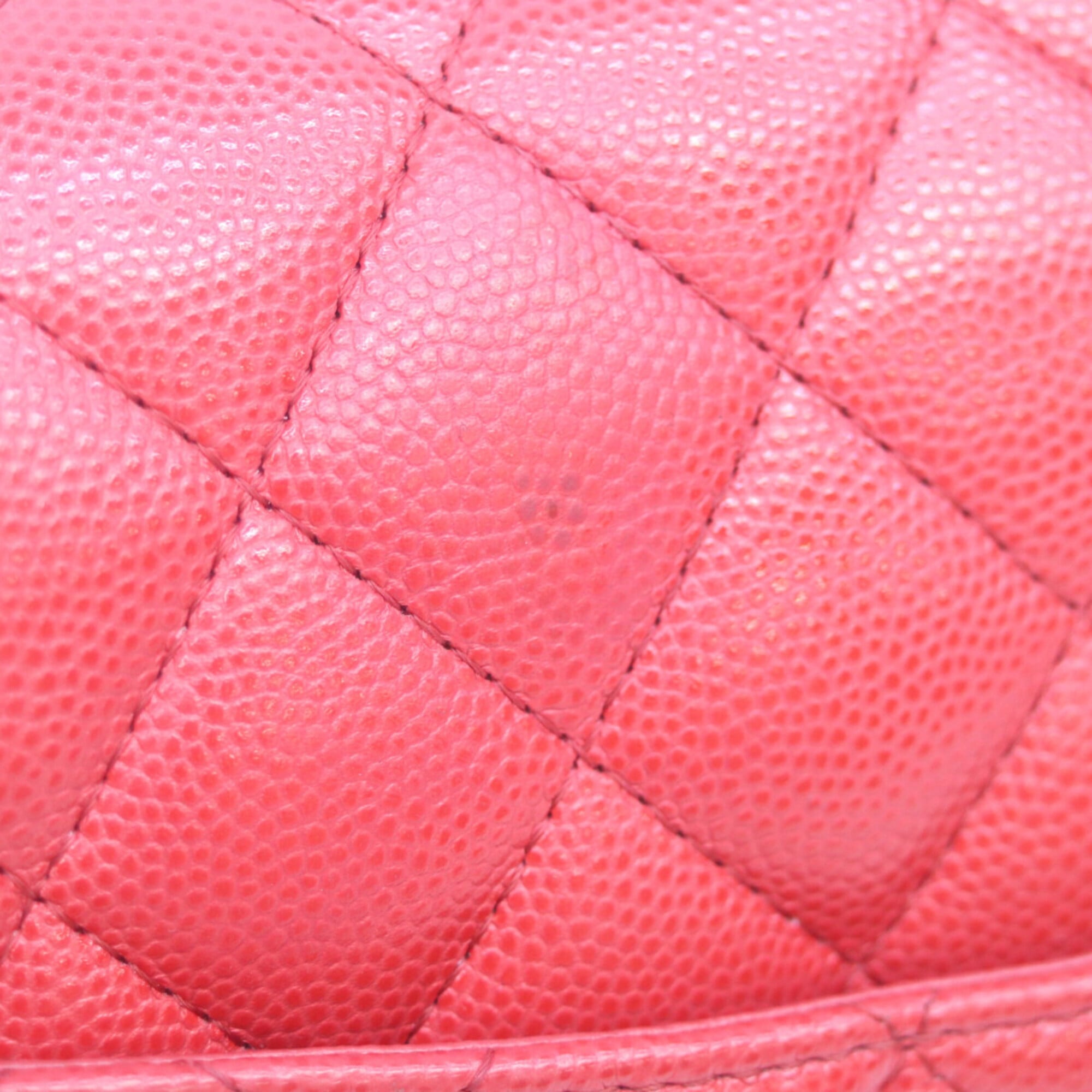 Chanel Red Color Grained Calfskin Shoulder Bag (Pre-Owned)