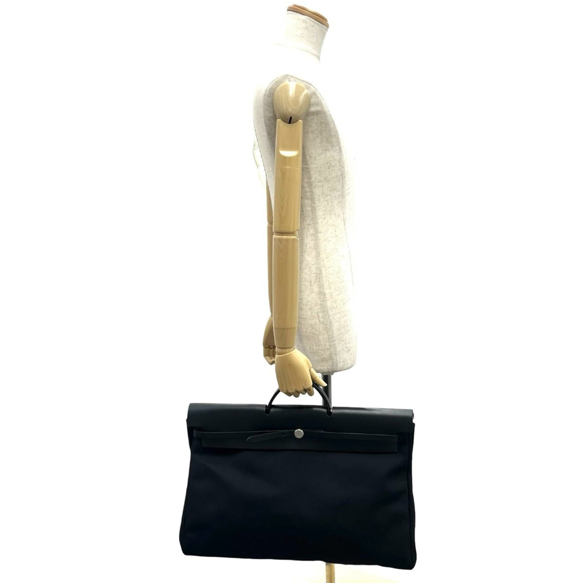 Hermes Black Toile Officier Leather Boston Bag (Pre-Owned)