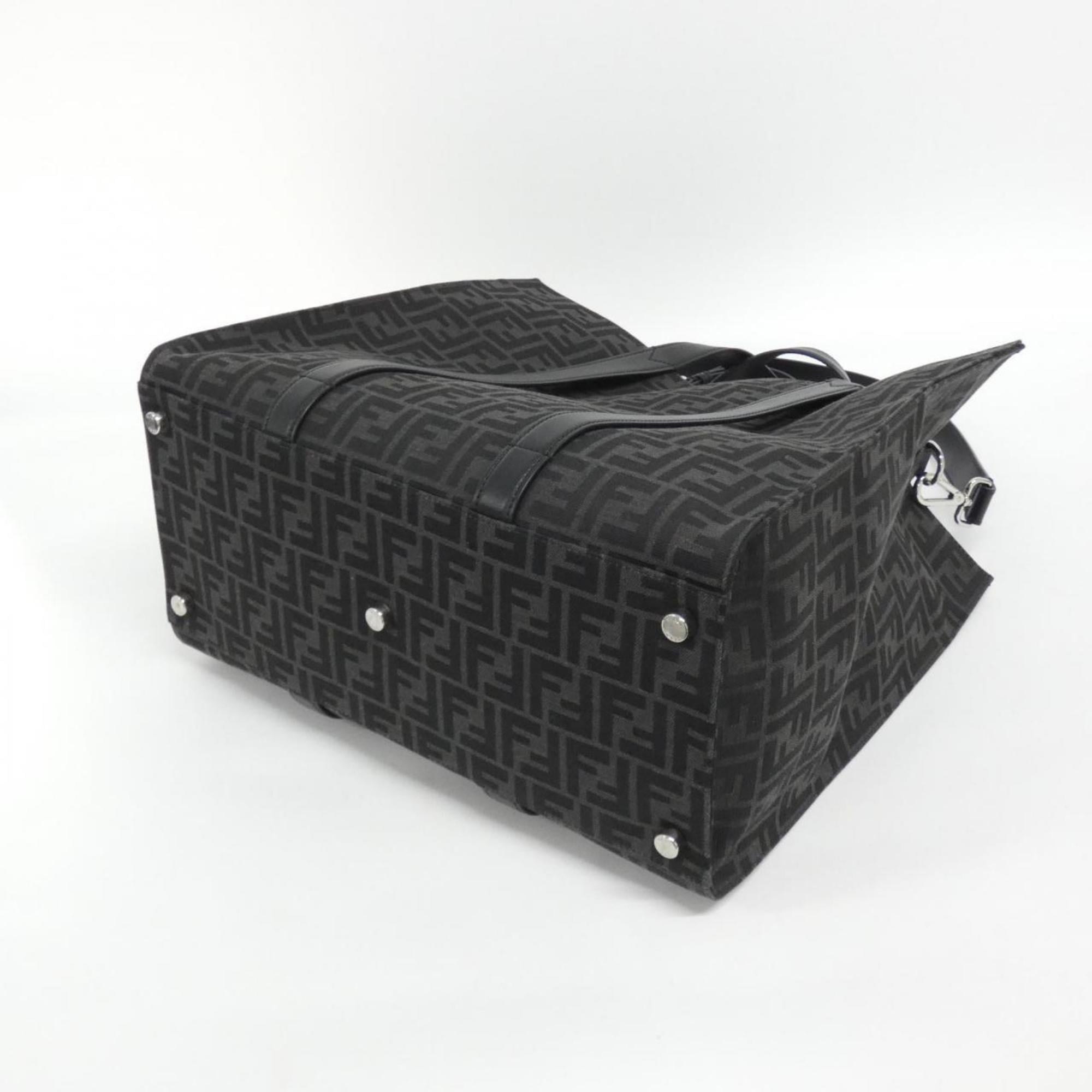 Fendi Black Canvas Leather Handbag (Pre-Owned)