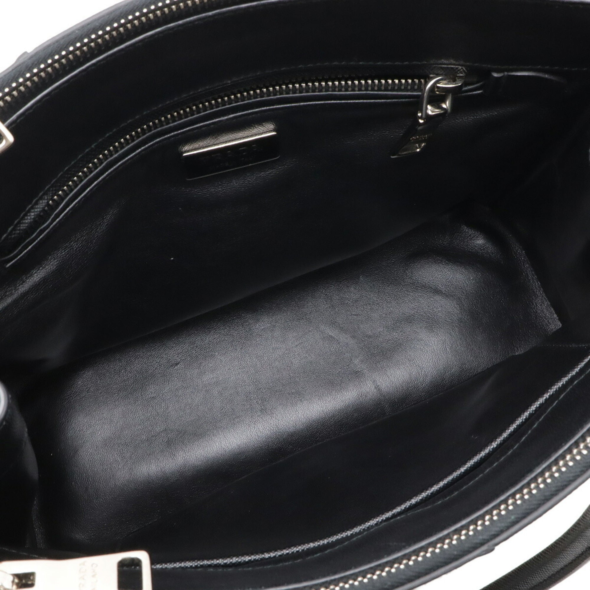 Prada Black Nero Talco White Leather Handbag Shoulder Bag (Pre-Owned)
