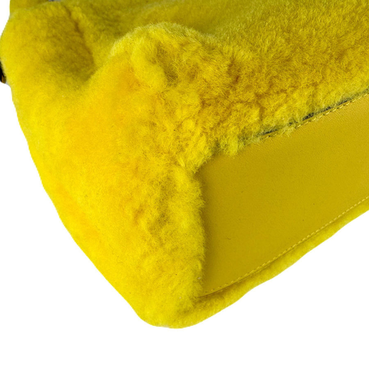 Fendi Yellow Fur Handbag Shoulder Bag (Pre-Owned)