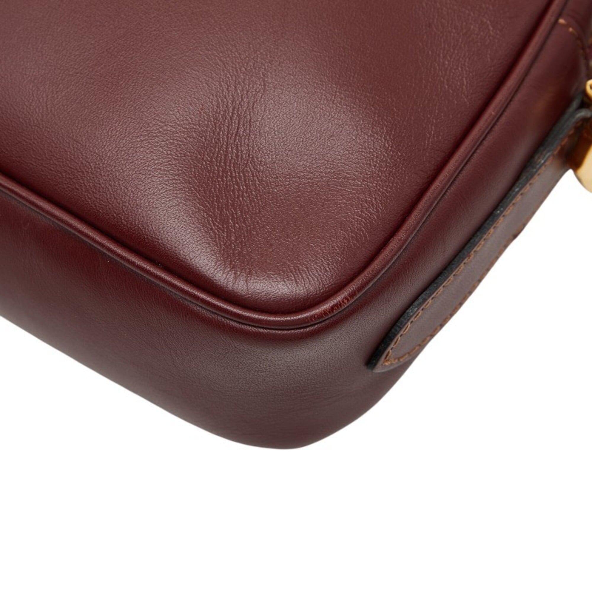 Cartier Must Bordeaux Wine Red Leather Shoulder Bag (Pre-Owned)