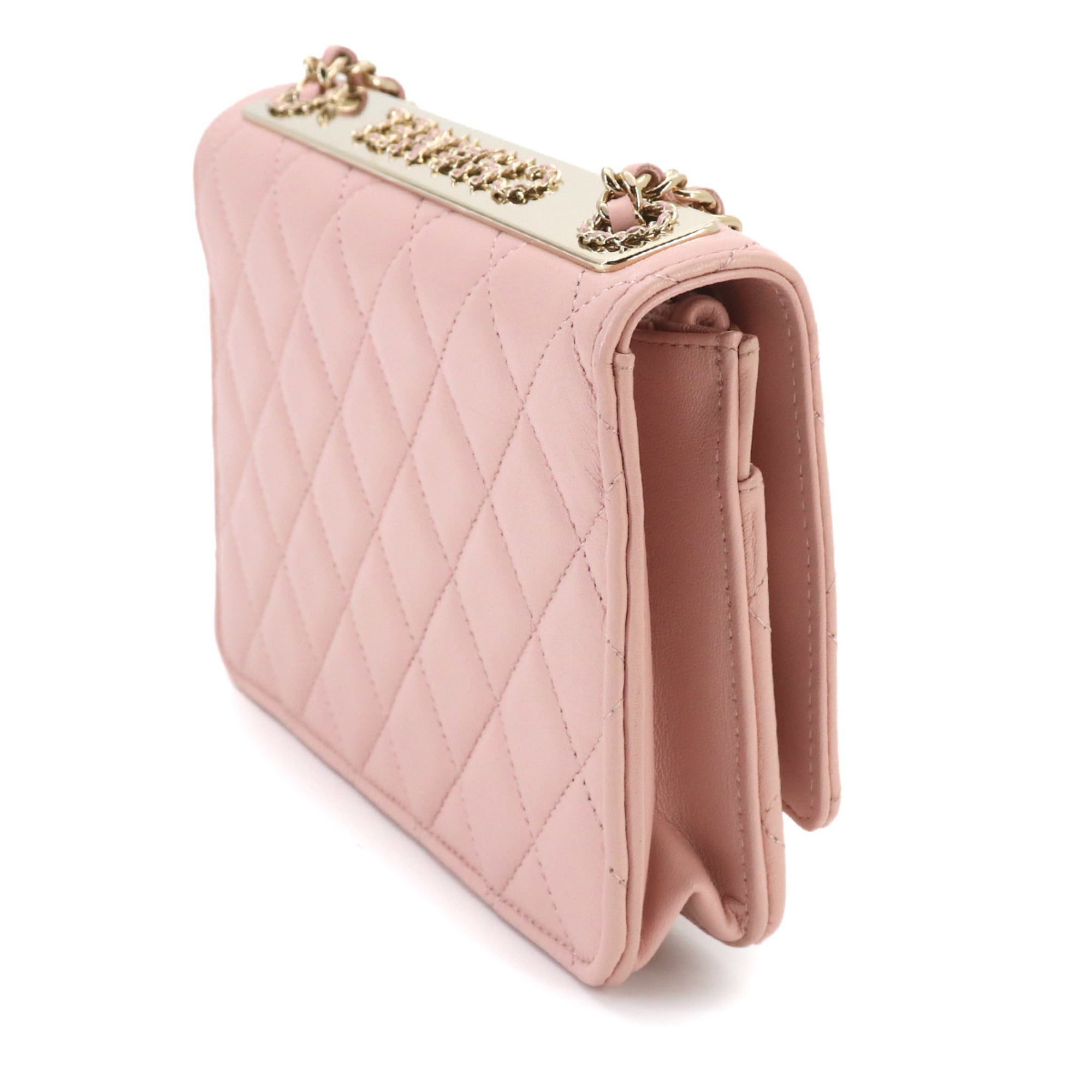 Chanel Pink Leather Chain/Shoulder Wallet (Pre-Owned)