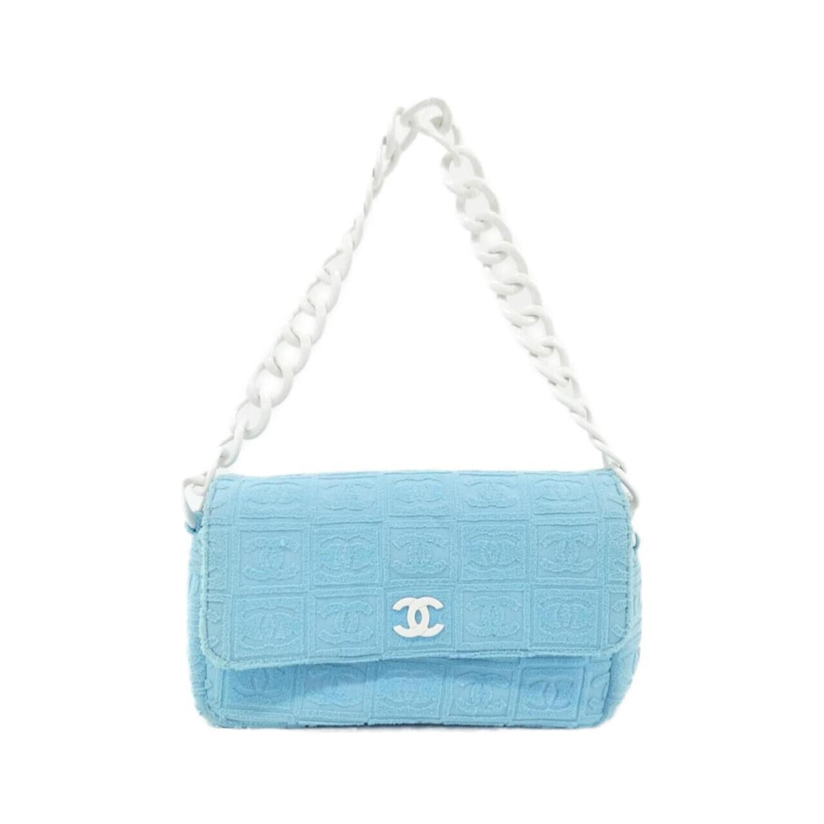 Chanel Light Blue Pile Fabric Shoulder Bag (Pre-Owned)