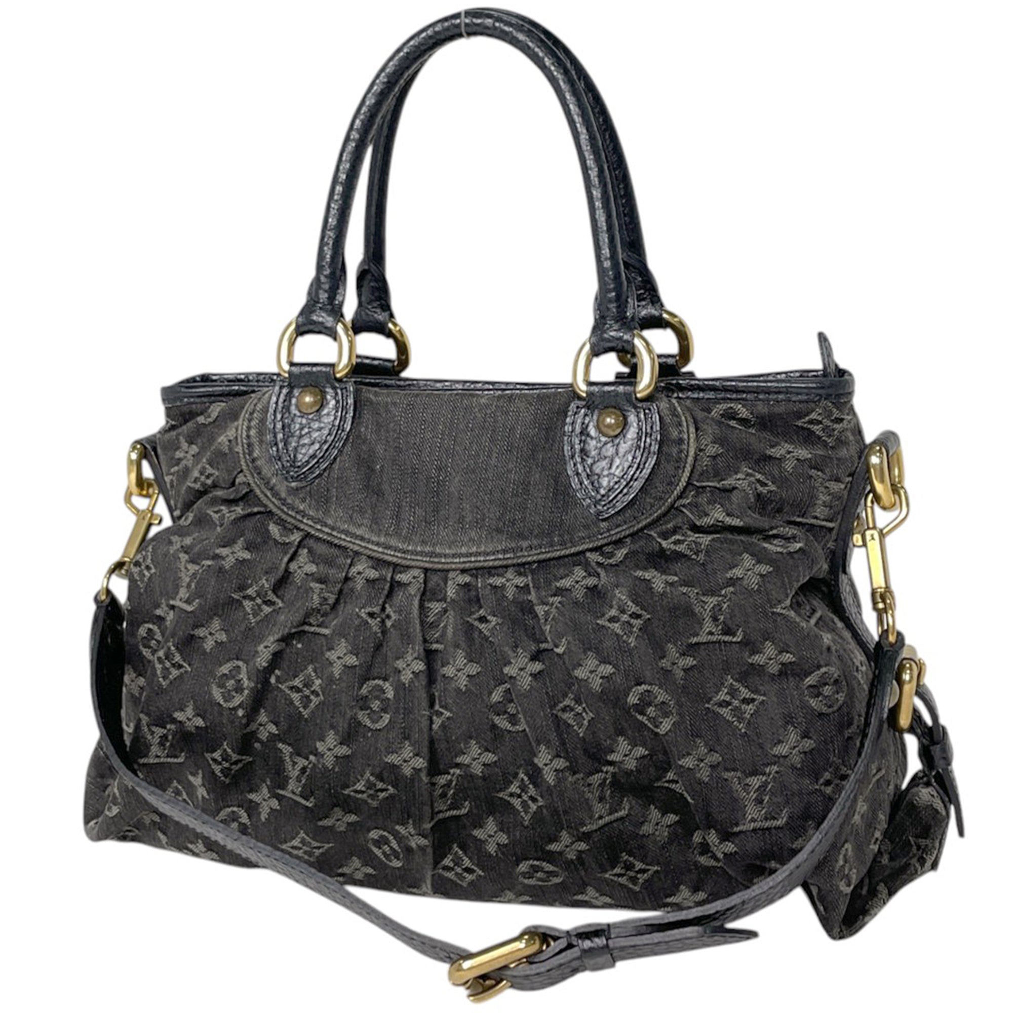 Louis Vuitton Black Noir Monogram Denim Handbag (Pre-Owned)