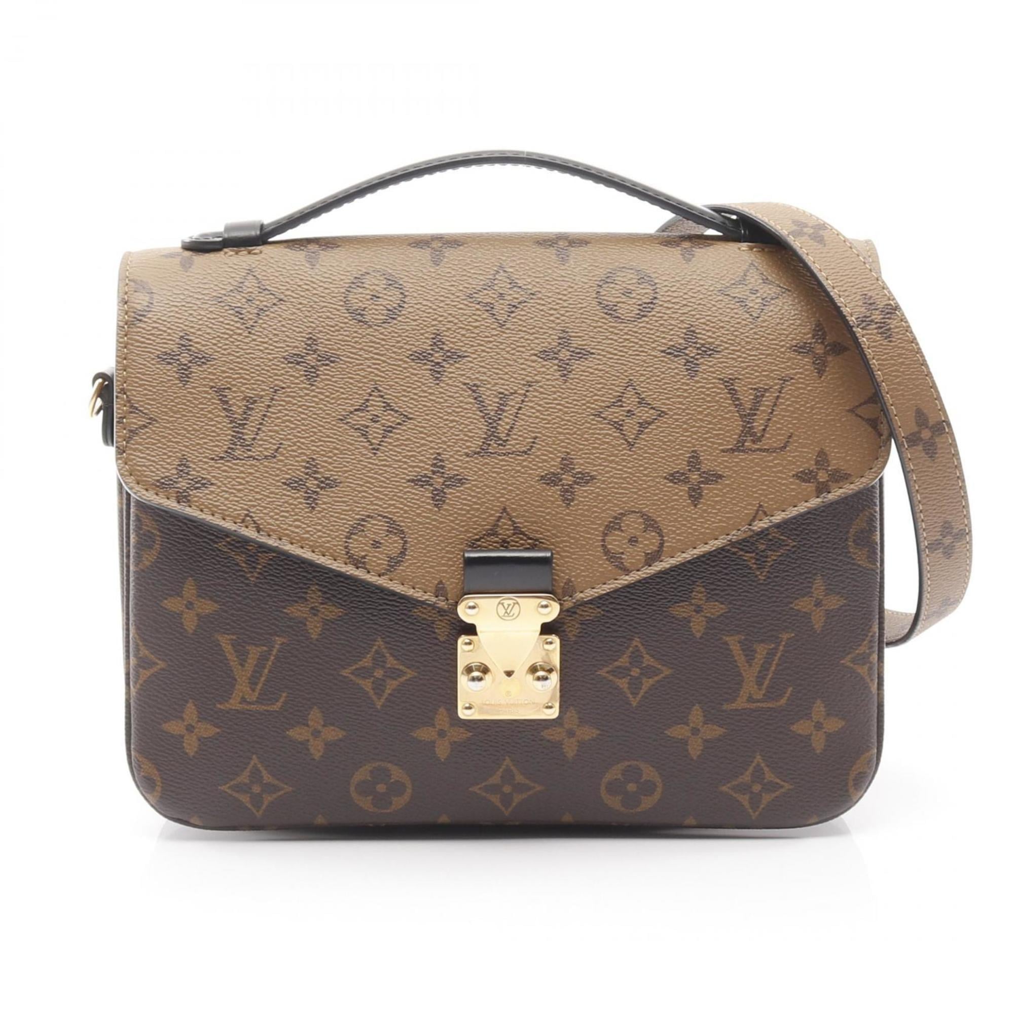 Louis Vuitton Black Brown Coated Canvas Leather Handbag Pochette (Pre-Owned)