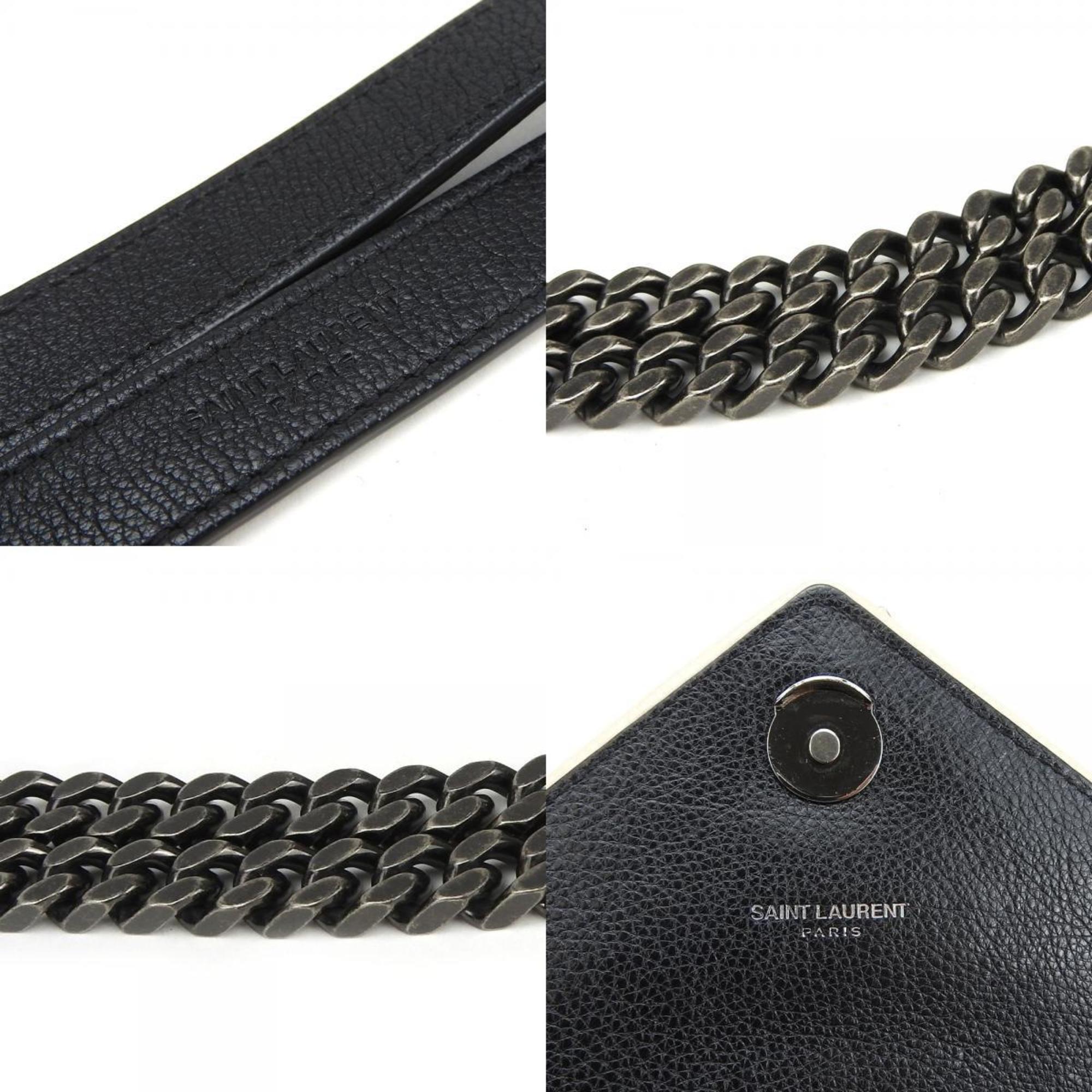 Saint Laurent Black Ivory Leather Shoulder Bag (Pre-Owned)