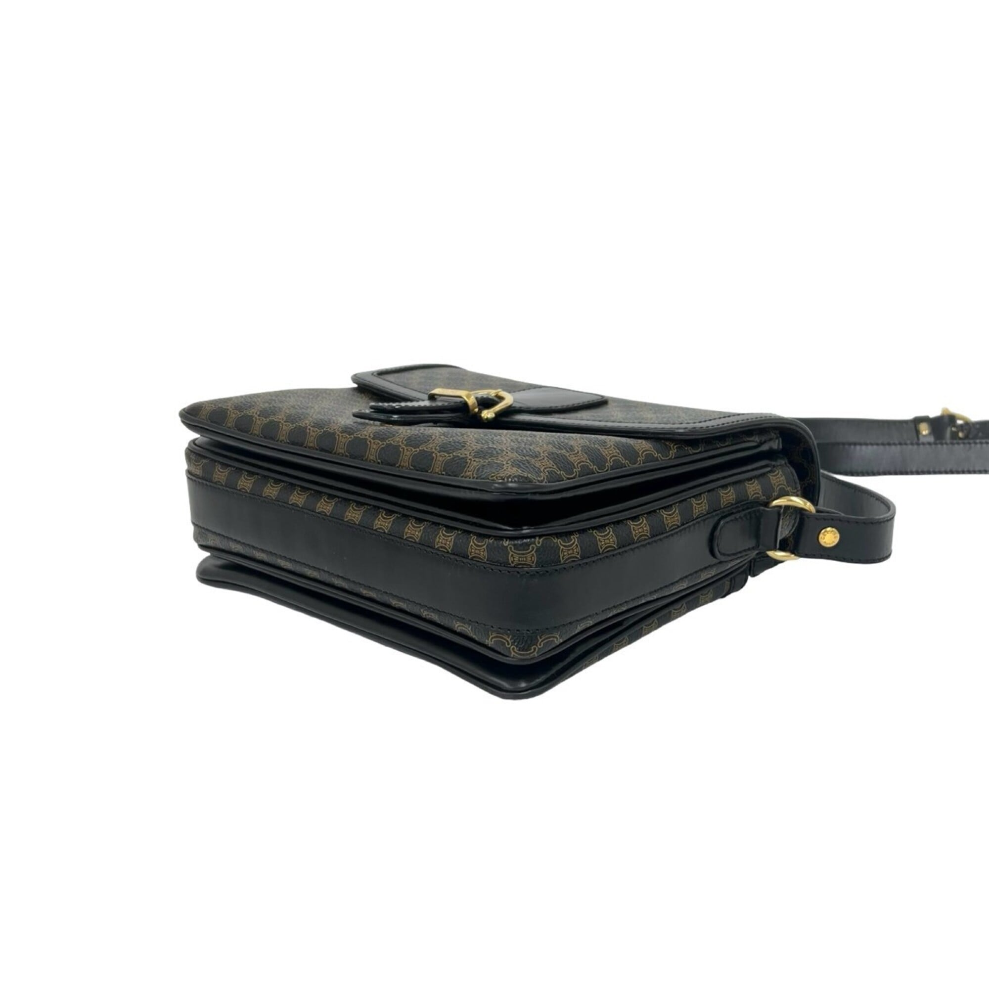 Celine Black Brown Leather Pvc Pochette Shoulder Bag (Pre-Owned)