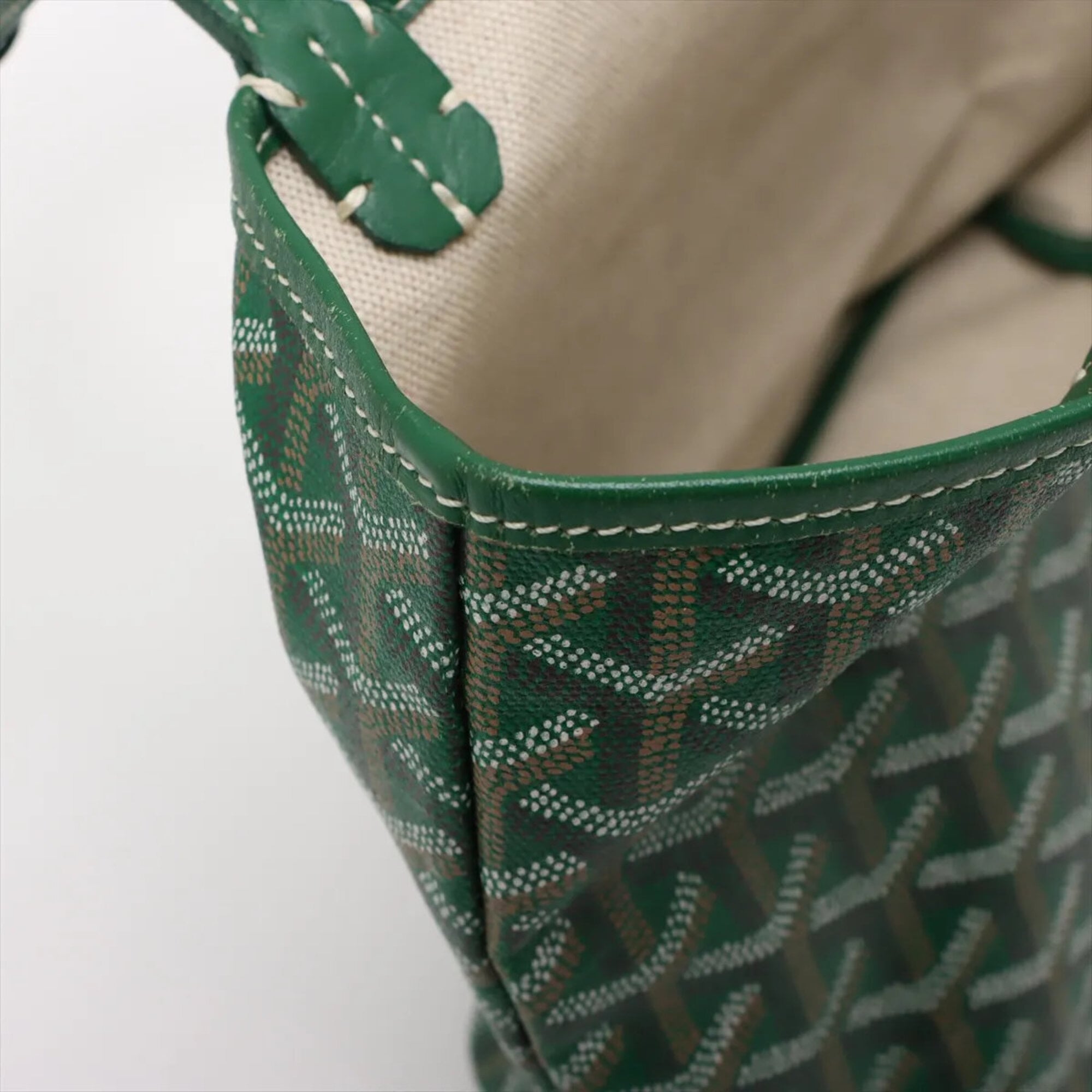 Goyard Green Coated Canvas Leather Handbag Tote Bag (Pre-Owned)
