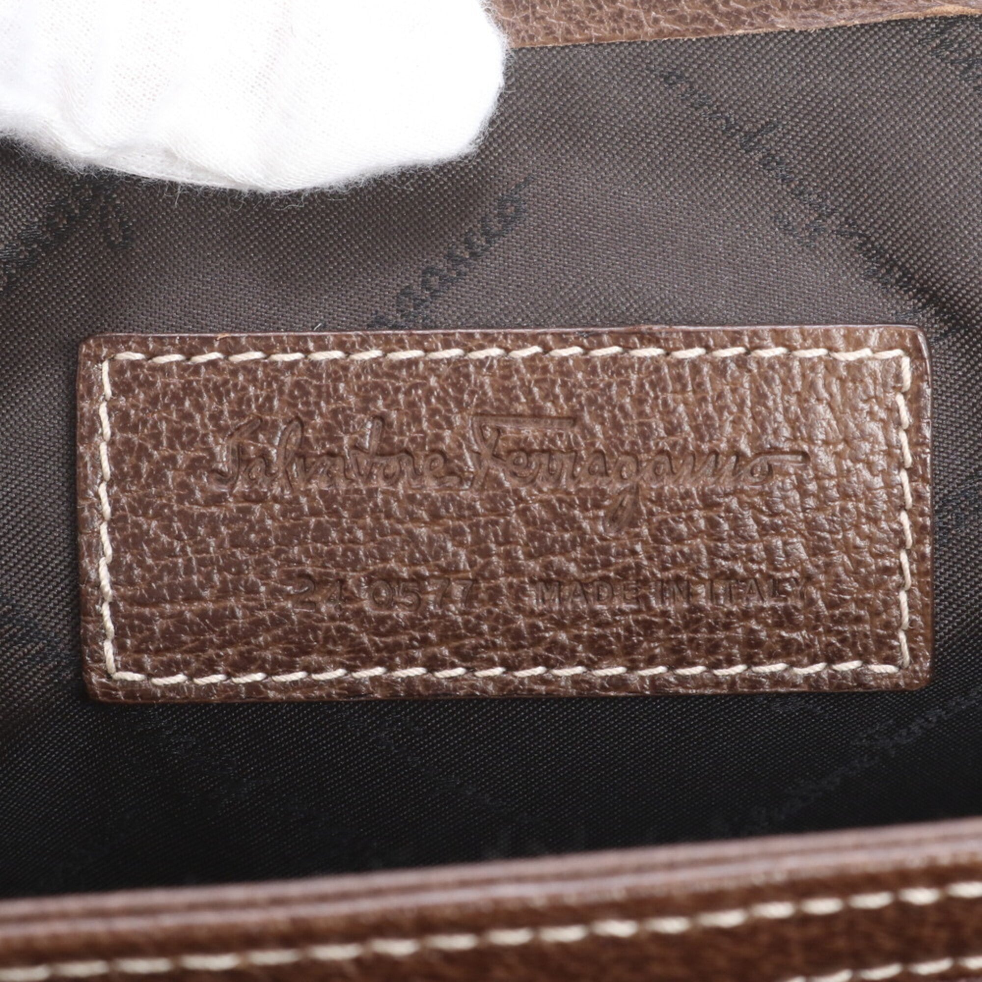 Salvatore Ferragamo Brown Leather Briefcase Tote Bag (Pre-Owned)