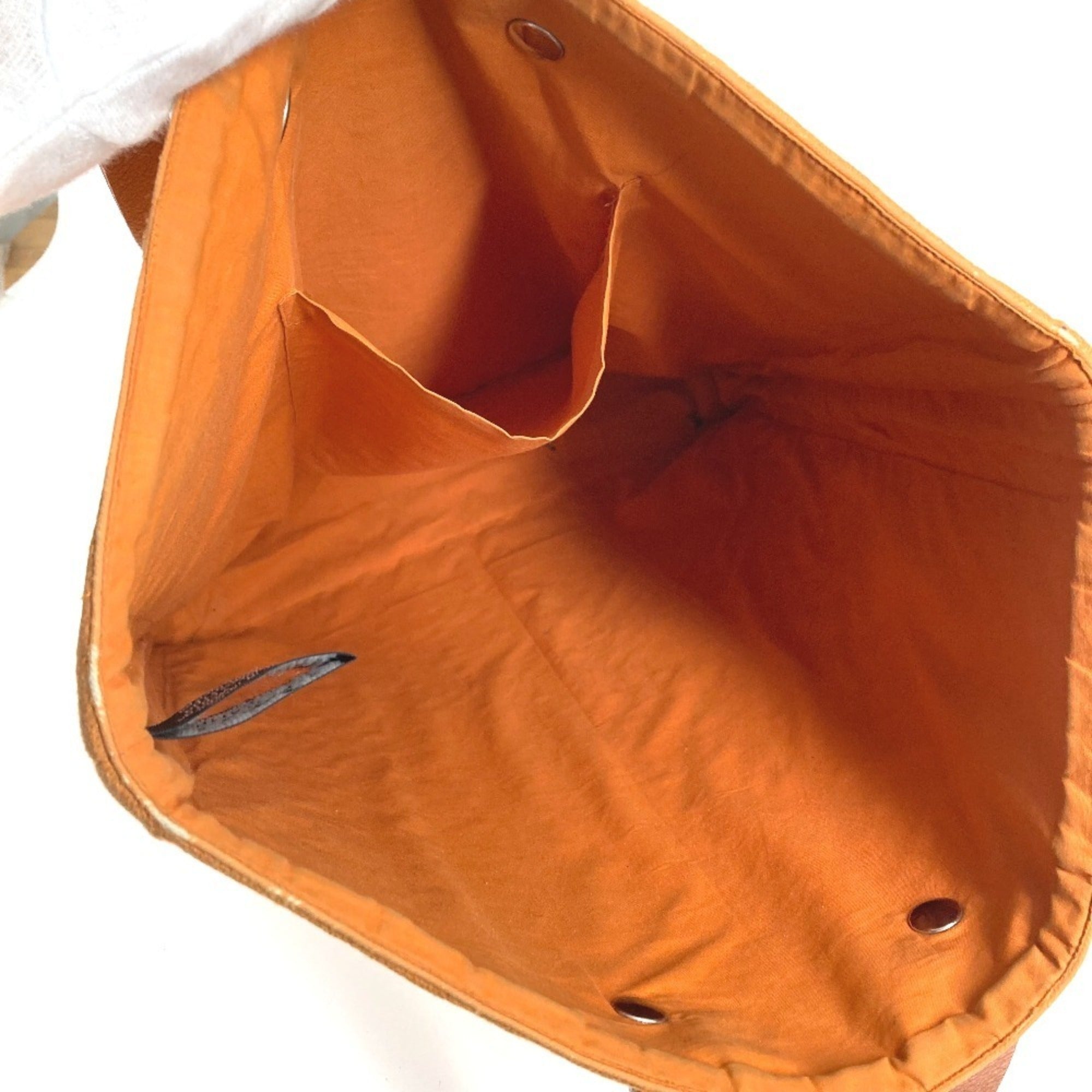Hermes Orange Cotton Shoulder Bag Tote Bag (Pre-Owned)