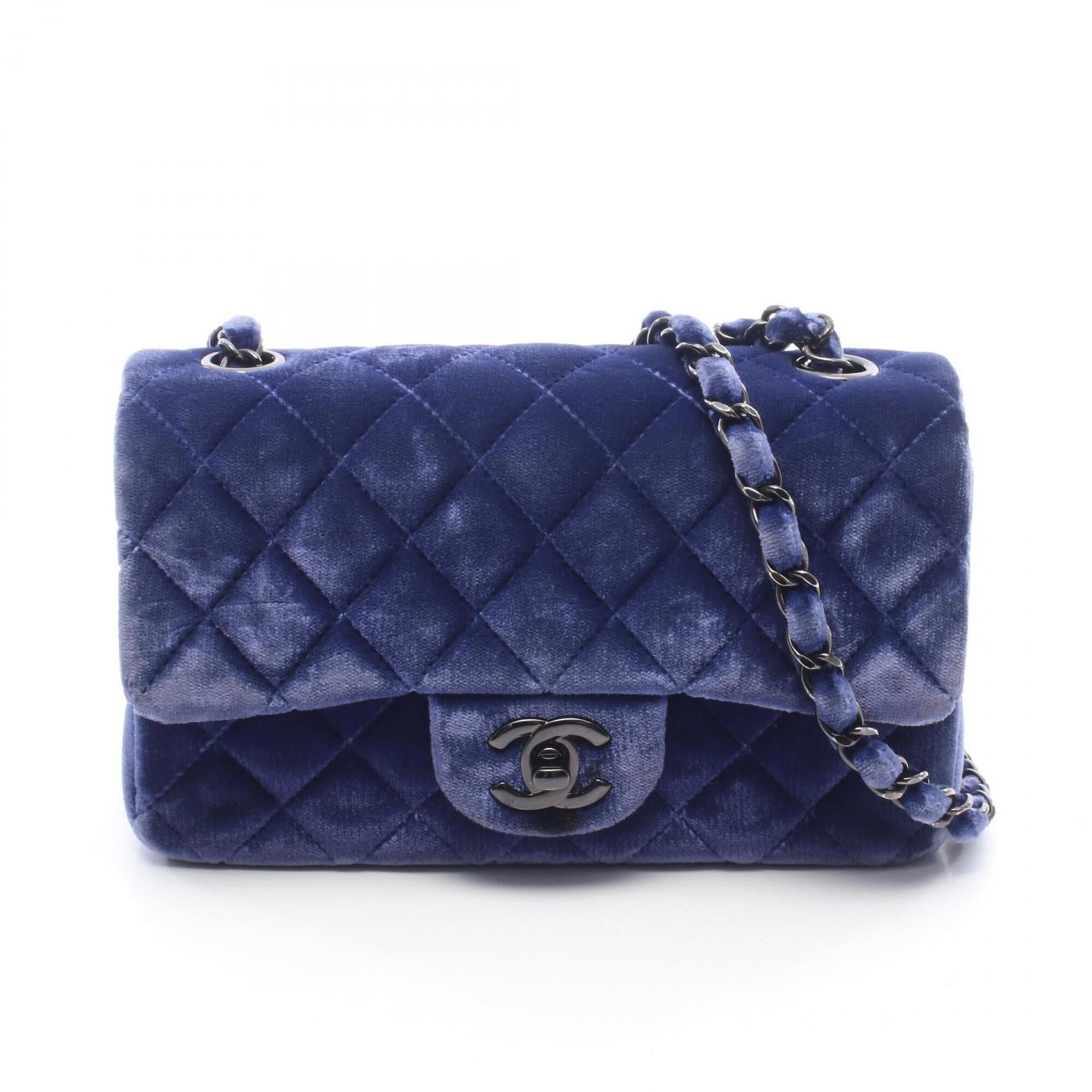 Chanel Blue Fabric Handbag Shoulder Bag (Pre-Owned)