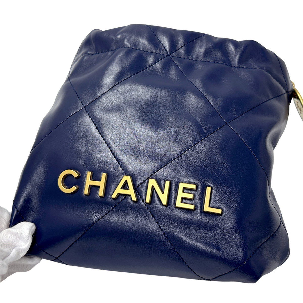 Chanel Navy Leather Handbag Shoulder Bag (Pre-Owned)
