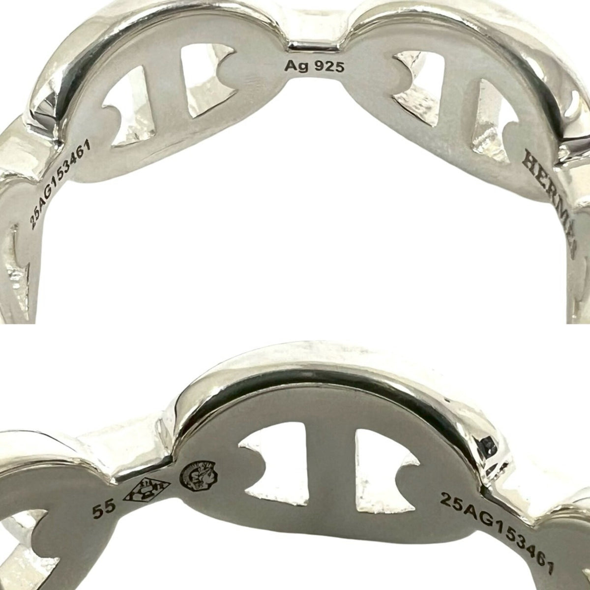 Hermes Silver Silver 925 Band Ring (Pre-Owned)