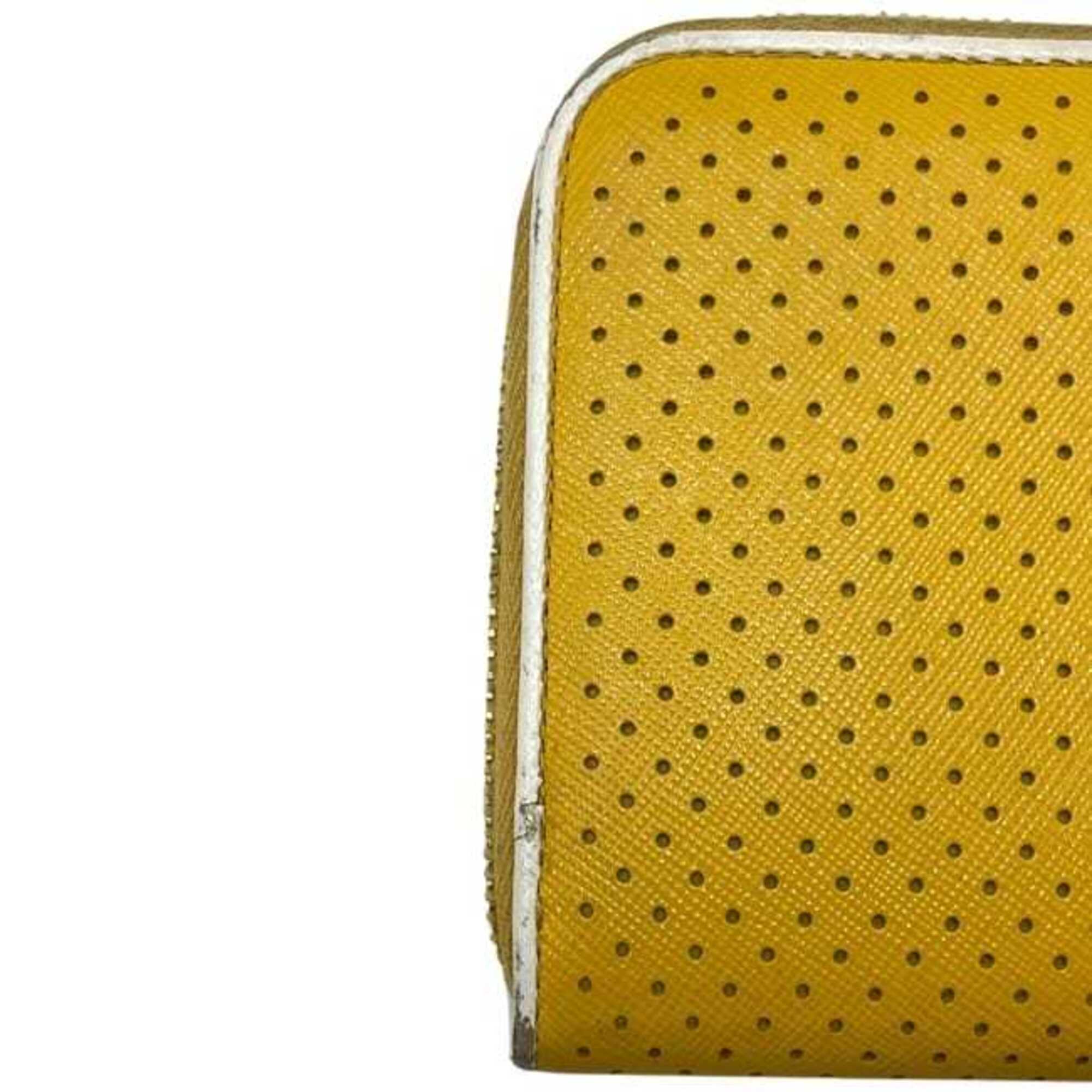Prada Yellow Leather Long Wallet (Bi-Fold) (Pre-Owned)